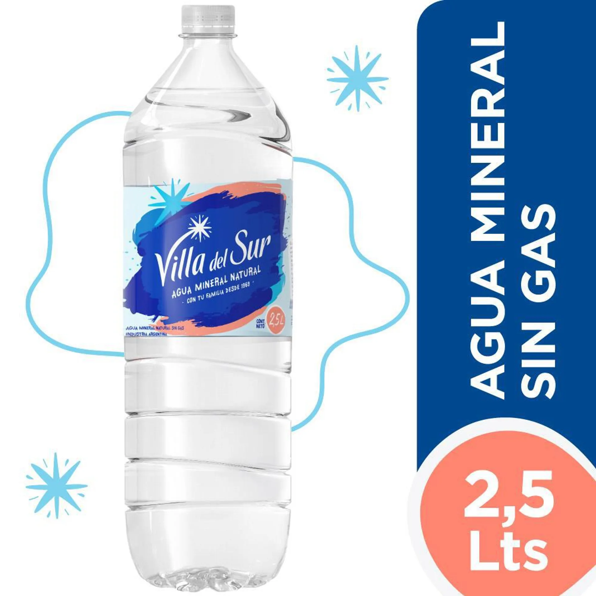 Agua Sin Gas Mineral VILLA DEL SUR 2.5 Ltr