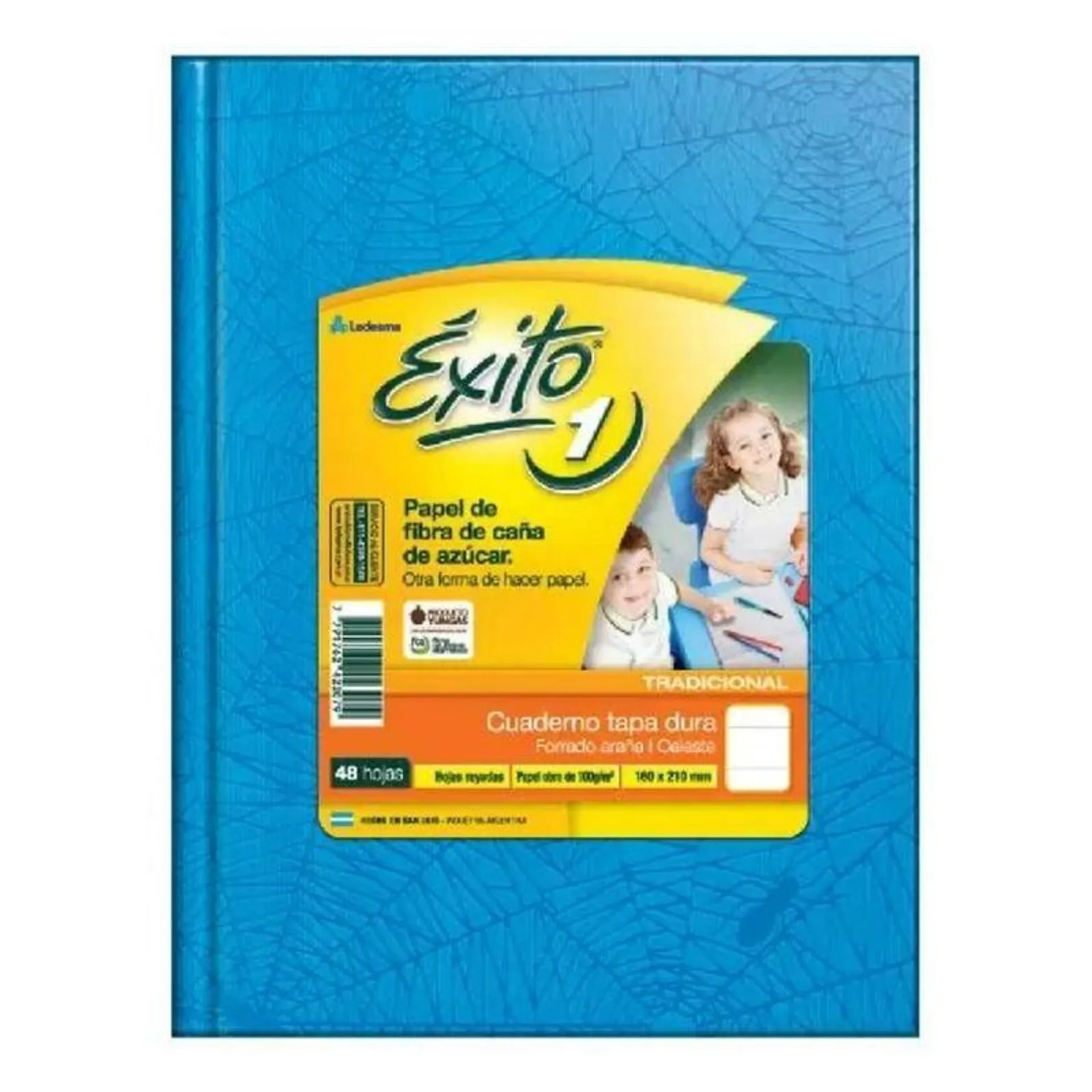 CUADERNO EXITO ARAÑA 48 HOJAS RAYADAS TAPA DURA CELESTE