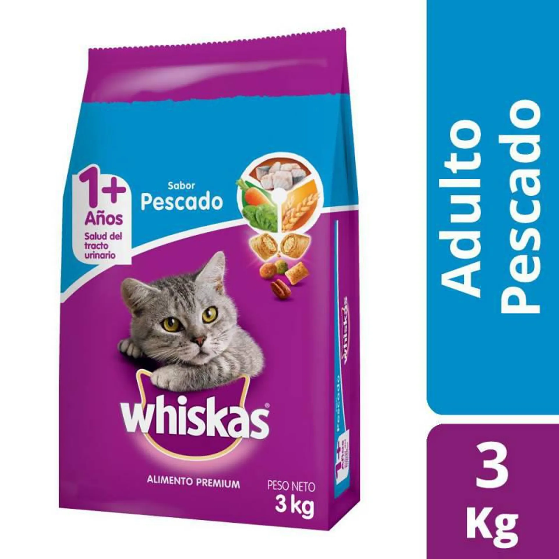 Alimento para Gato Pescado Whiskas x 3 Kg.