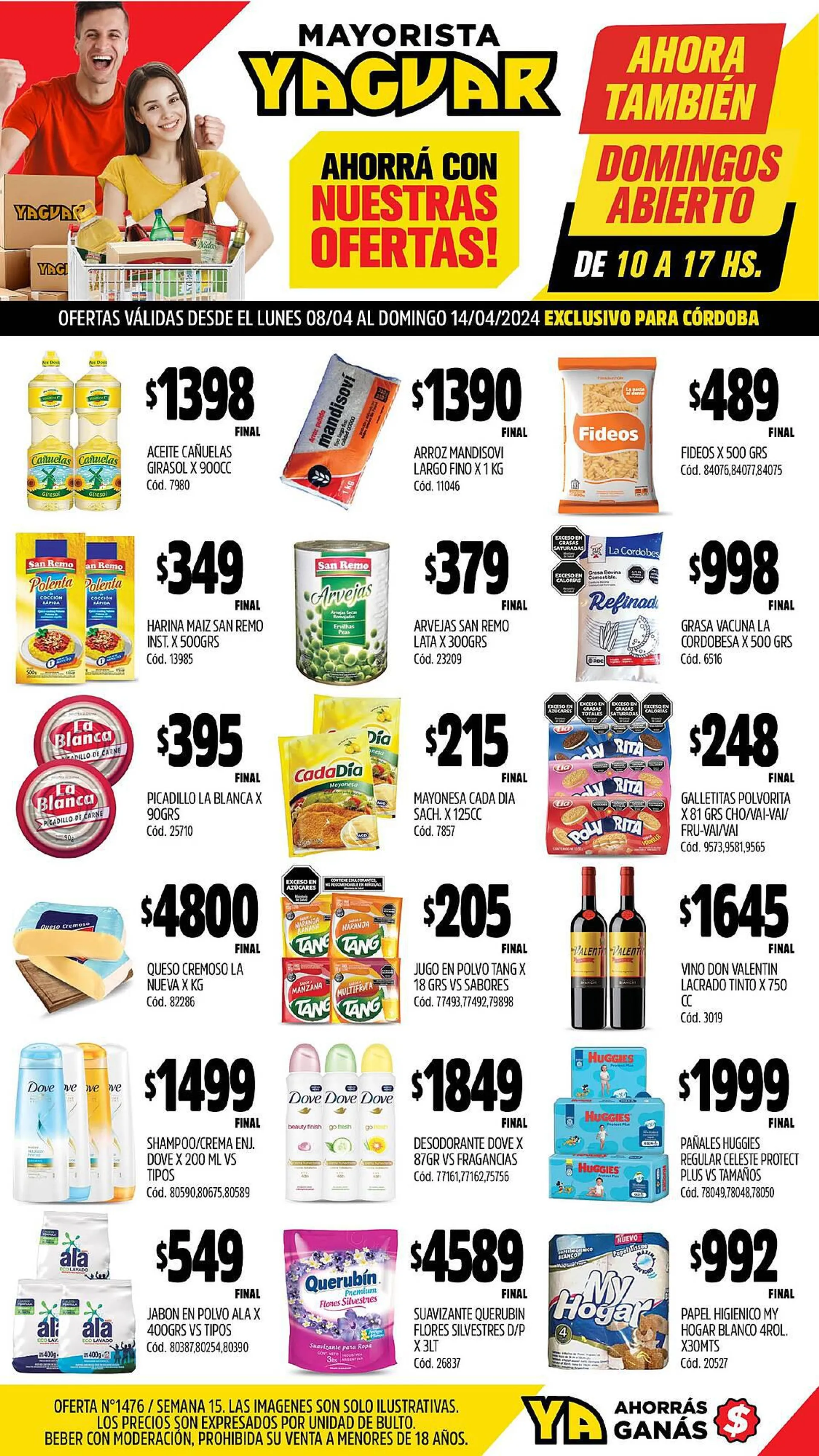 Ofertas de Catálogo Supermercados Yaguar 8 de abril al 14 de abril 2024 - Página 1 del catálogo