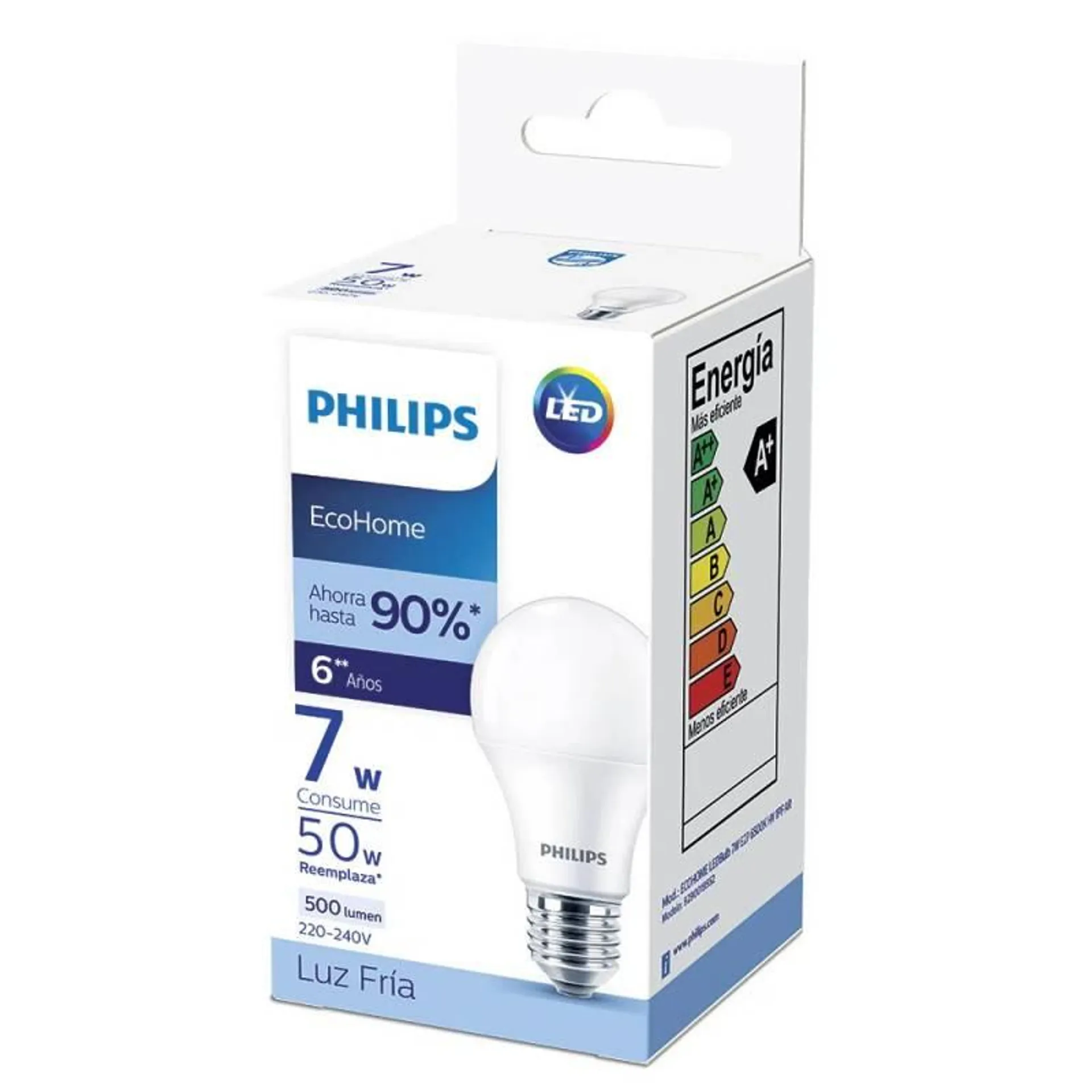 Lámpara Led 7W Luz Fría E27 Ecohome Philips x 1 un.