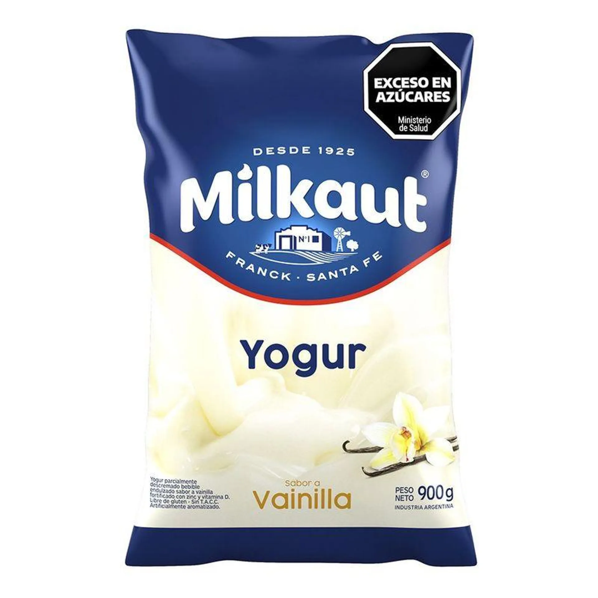 Yogur Entero Vainilla Sachet Milkaut 900 Gr.