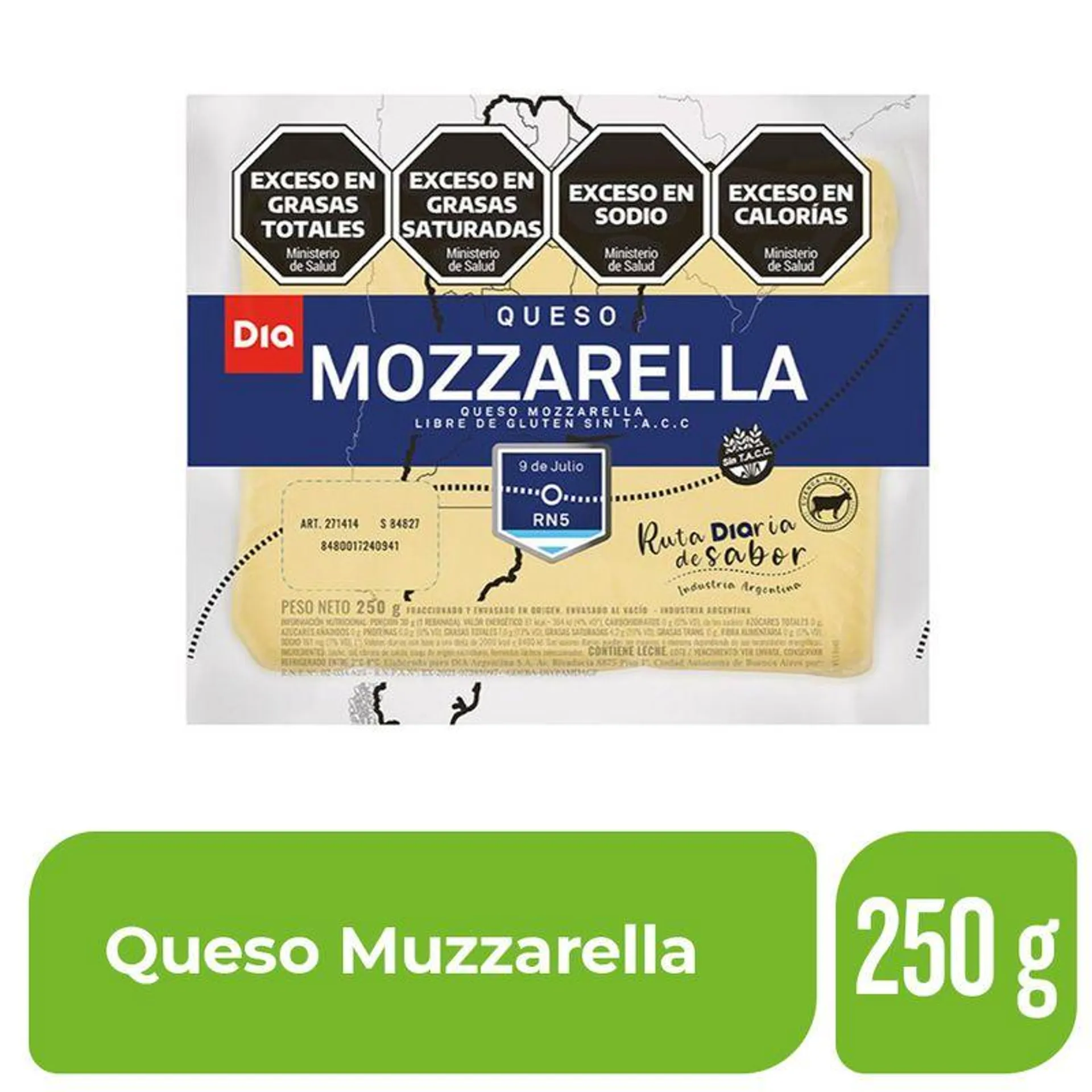 Queso Muzzarella Dia 250 Gr.