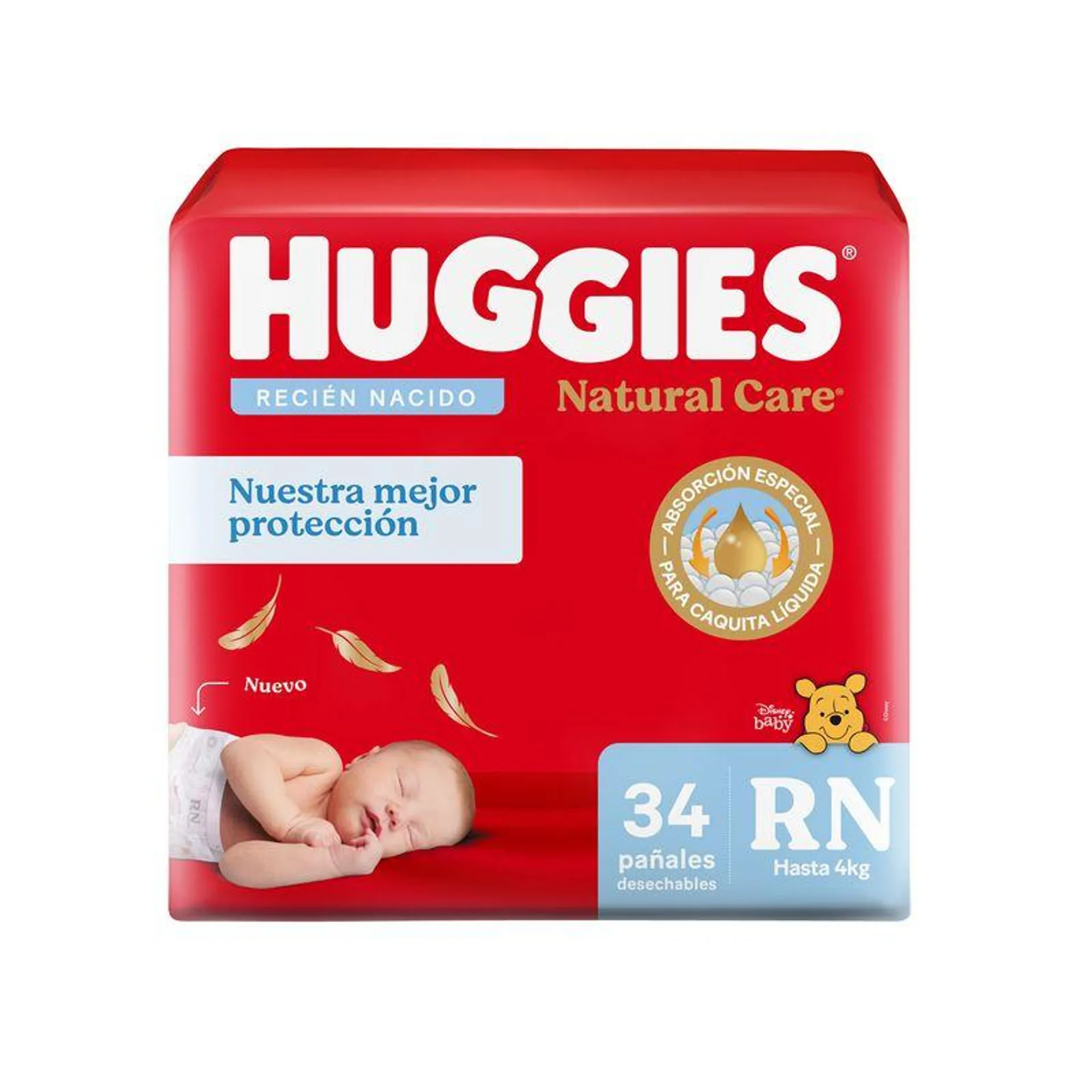 Pañal Huggies Natural Care talle RN 34 uni