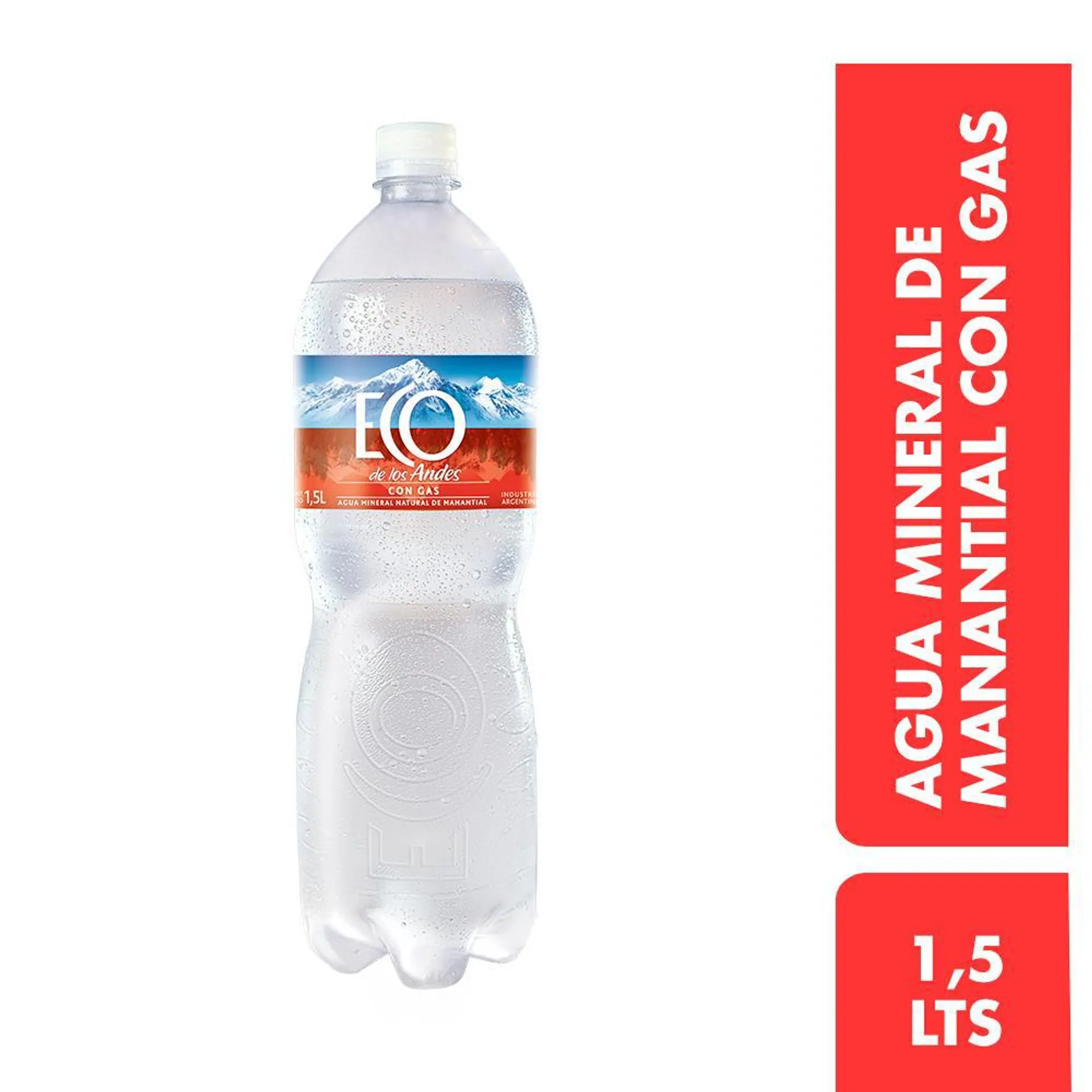 Agua Mineral Natural De Manantial Con Gas Eco De Los Andes 1.5 L