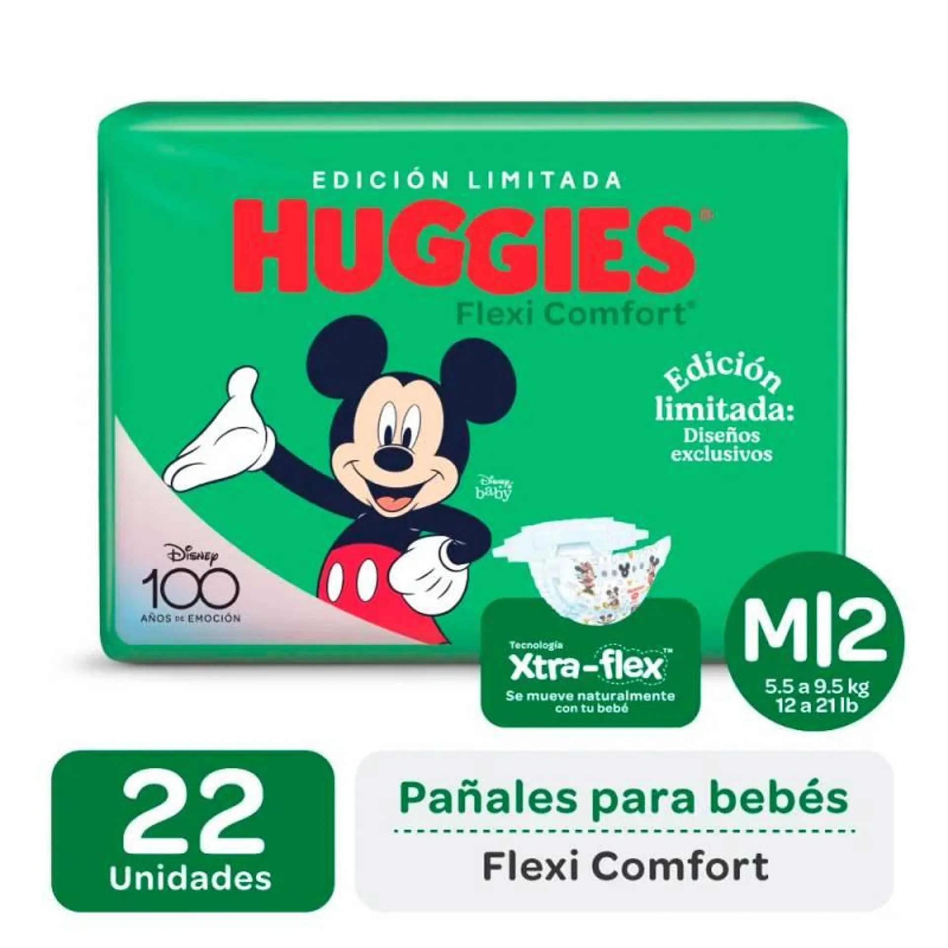 Pañal M Flexi Comfort Mega Huggies x 22 Un.