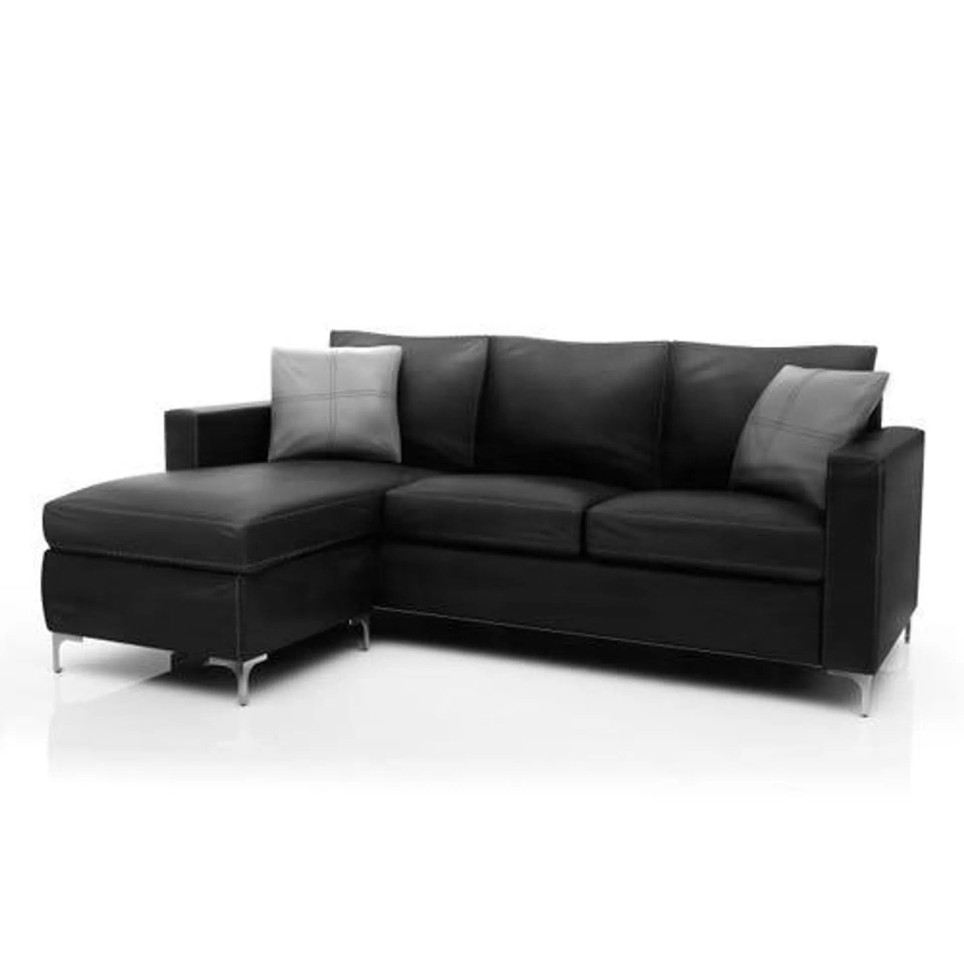 Sillón esquinero convertible 3 cuerpos negro 185 cm American Wood