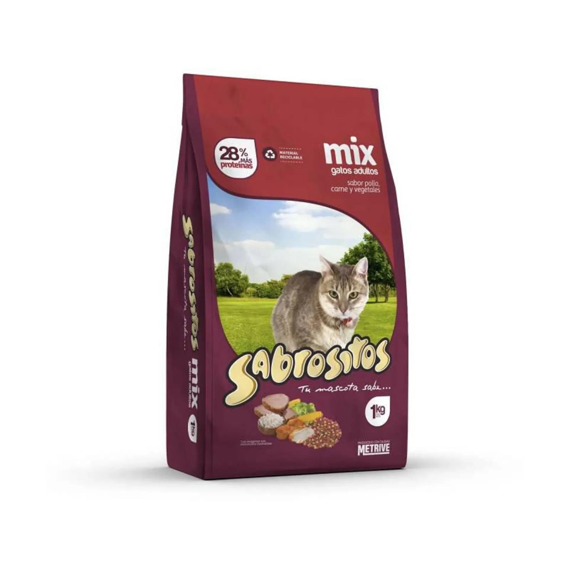 Alimento para Gatos Mix Pollo Carne Vegetales Sabrositos x 1 Kg.