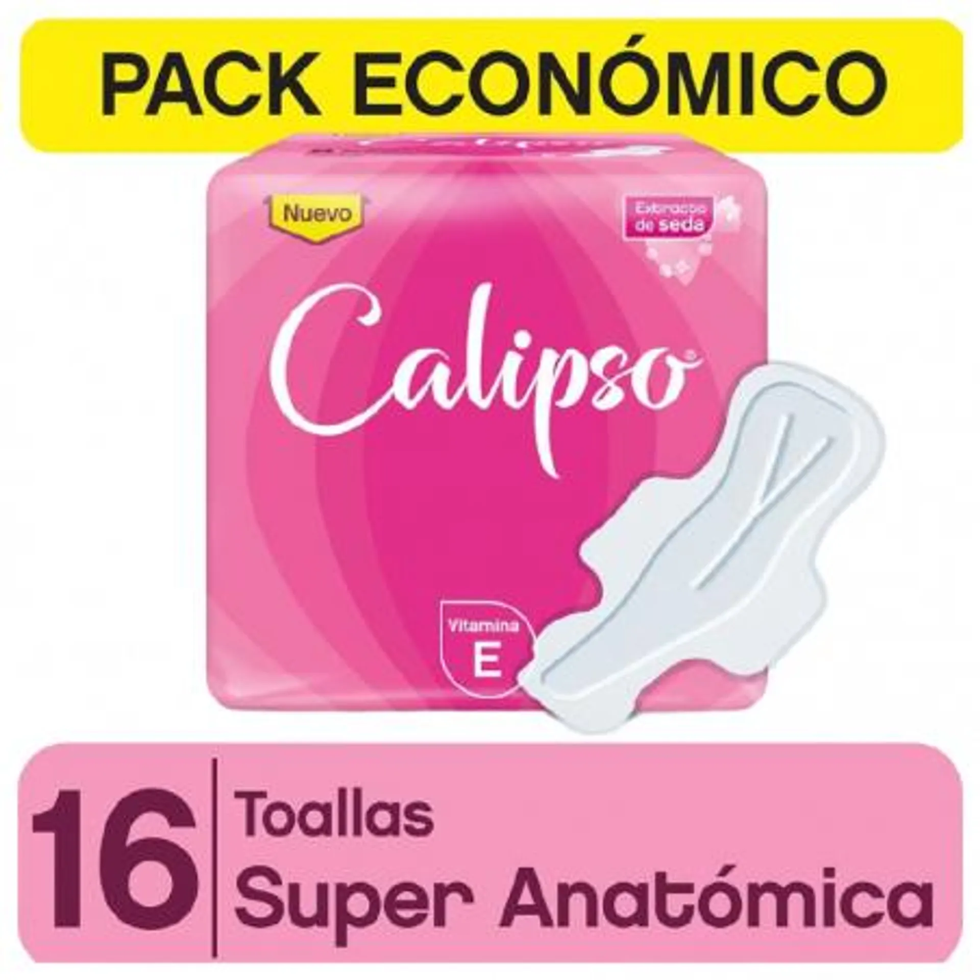 TOALLAS FEMENIN CALIPSO ANAT VIT E+SEDA 16 UNID.