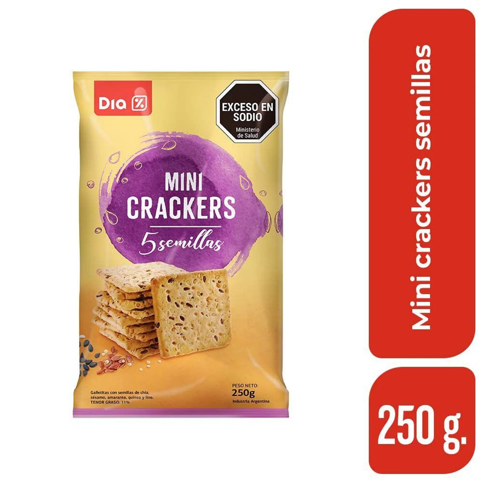 Galletitas Cracker 5 Semillas Dia 250 Gr.