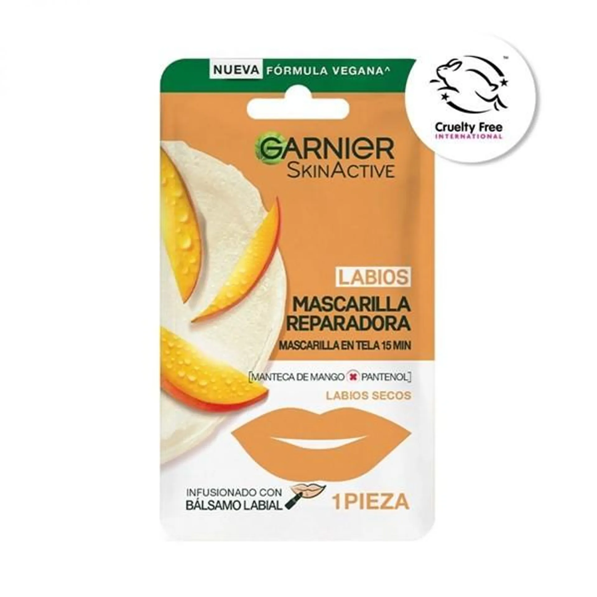 Garnier Mascarilla en Tela Para Labios Reparadora de Mango