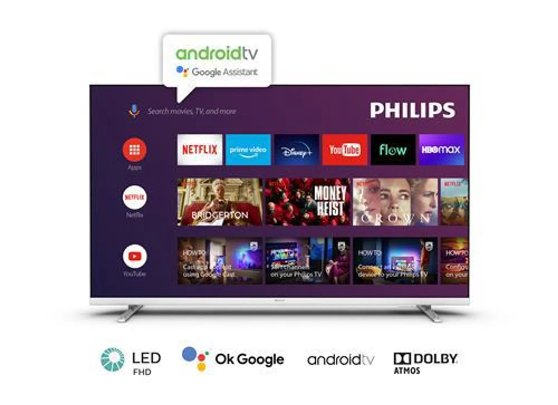 Smart Tv Philips 43" PFD6927 Full HD Android Tv Blanco