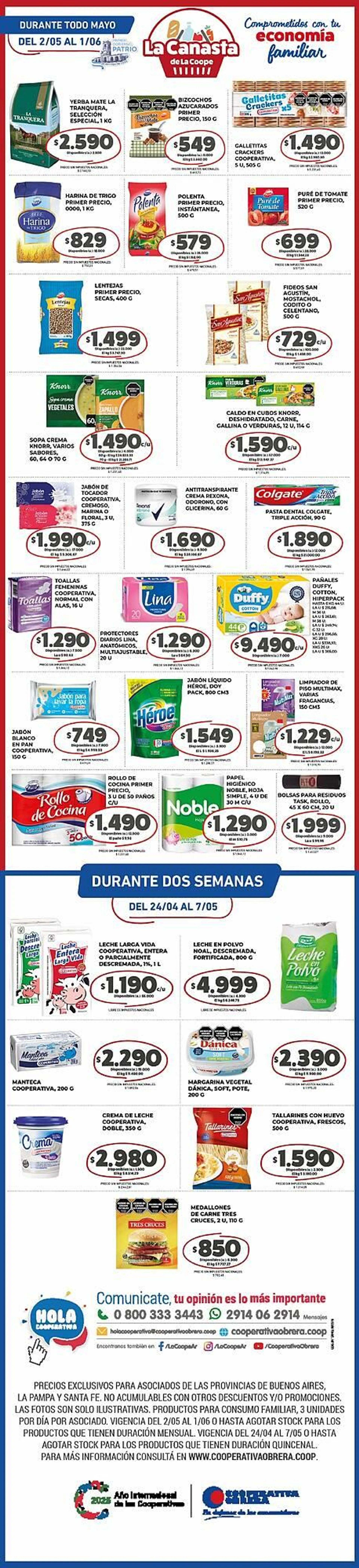 Ofertas de Catálogo Cooperativa Obrera 2 de mayo al 1 de junio 2025 - Página 1 del catálogo