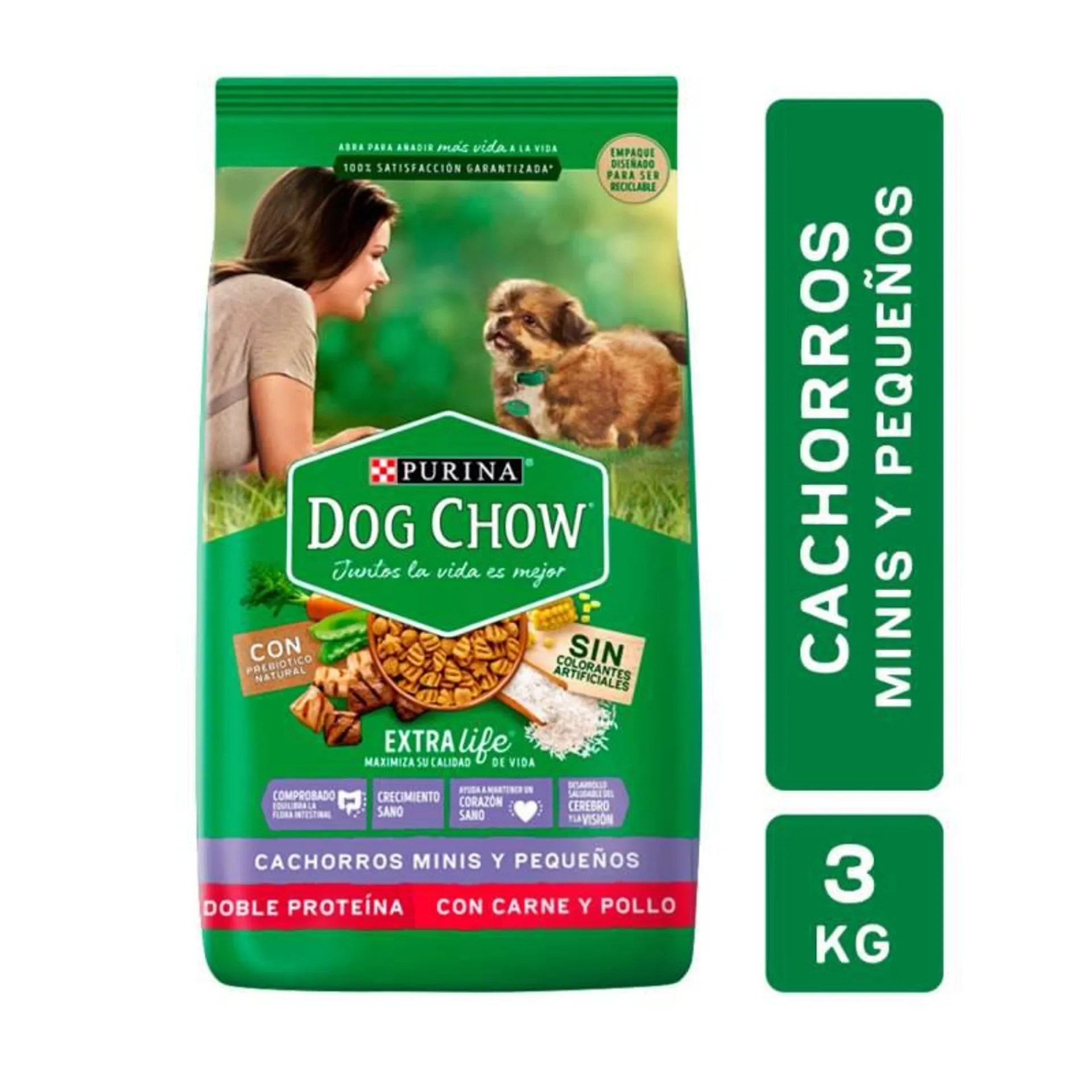 Alimento para Perro Cachorro Mini y Pequeño Carne y Pollo Dog Chow x 3 Kg.