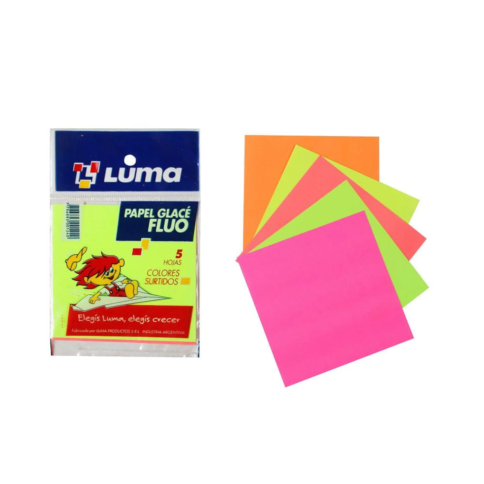 PAPEL GLACE FLUO X 5 HOJAS