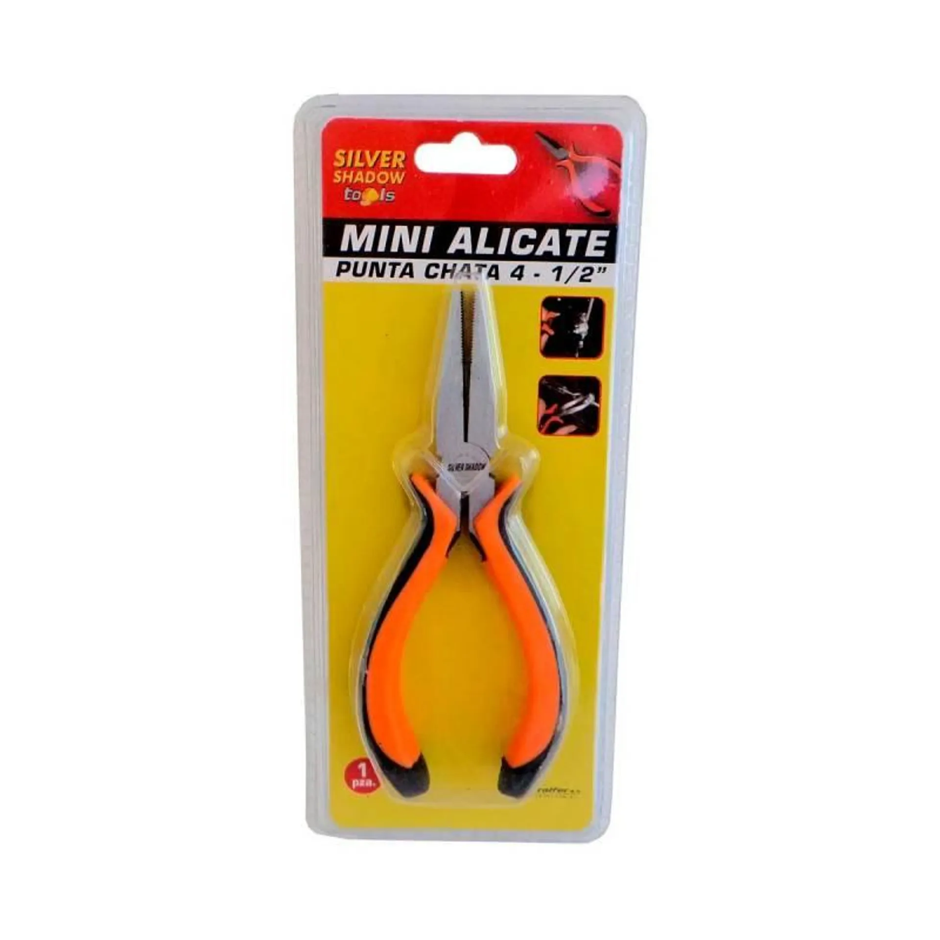 Alicate Mini Punta Chata 4 1/2 Silver Shadow x 1 Un.