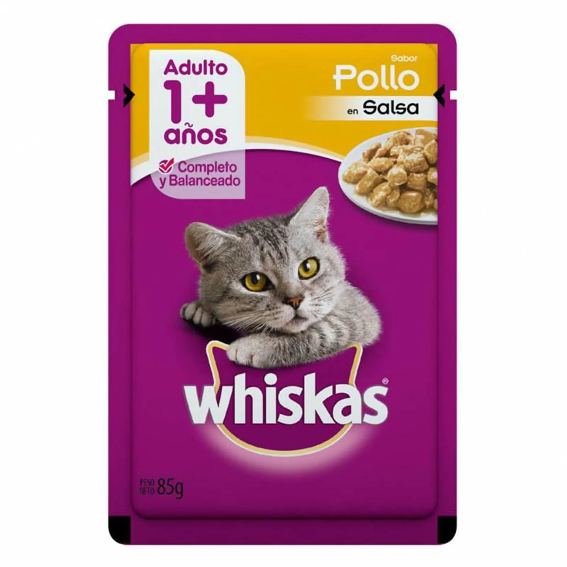 Alimento para Gato Adulto Pouch Pollo Whiskas x 85 g.