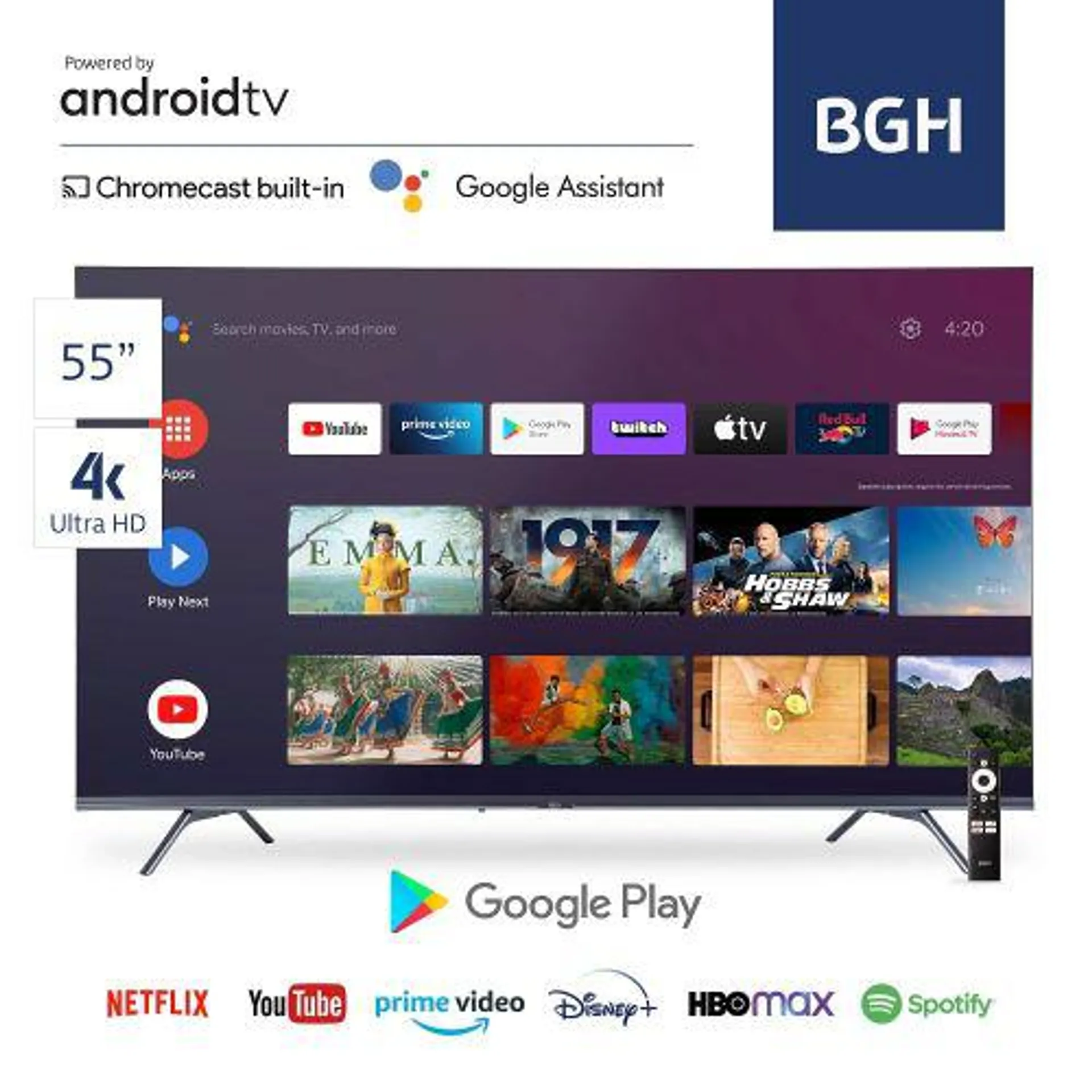 Televisor Smart BGH B5522UH6A 55″ Led Uhd 4K Android TV
