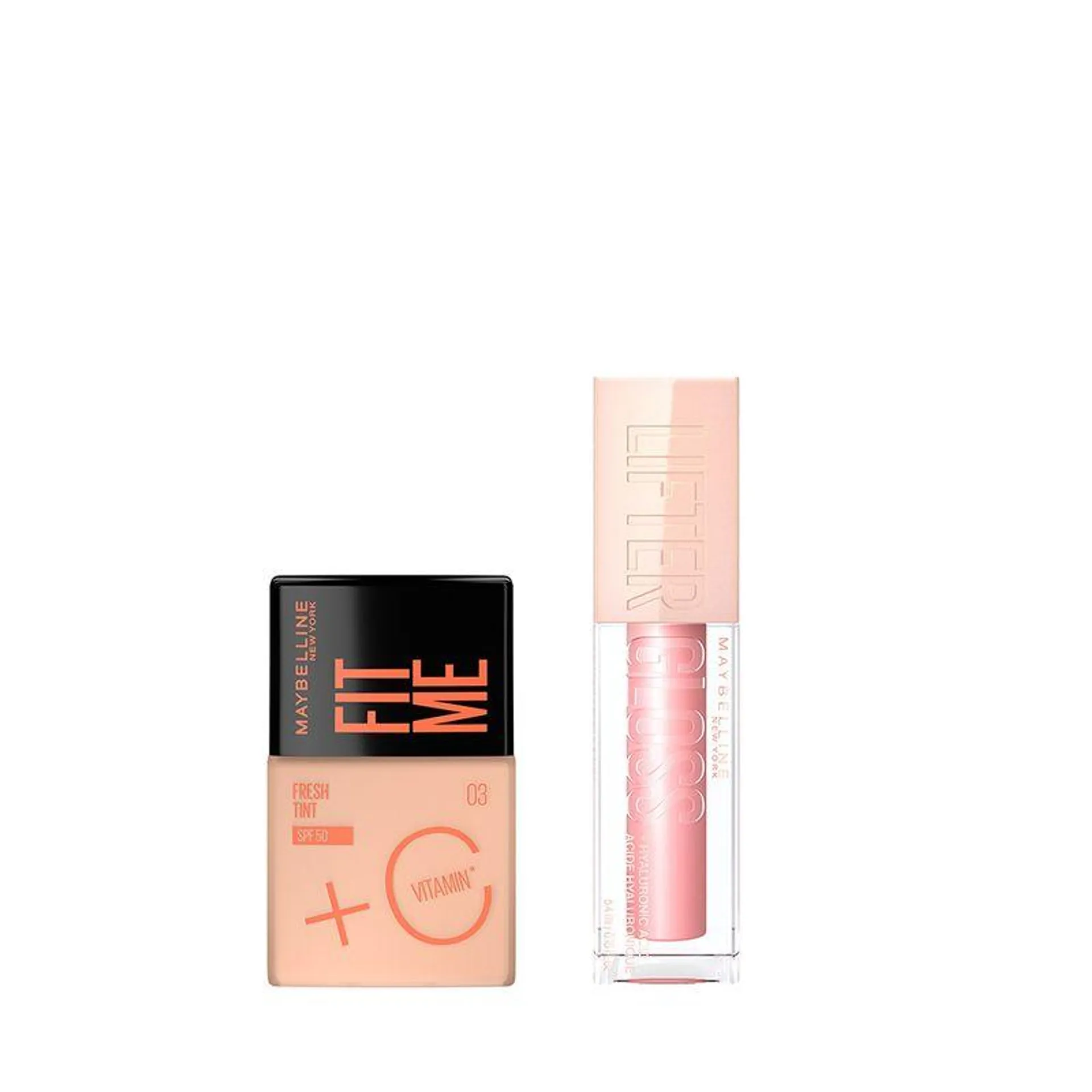 Kit Base Fit Me Fresh Tint con Vitamina C Tono 03 + Labial Lifter Gloss Tono Reef