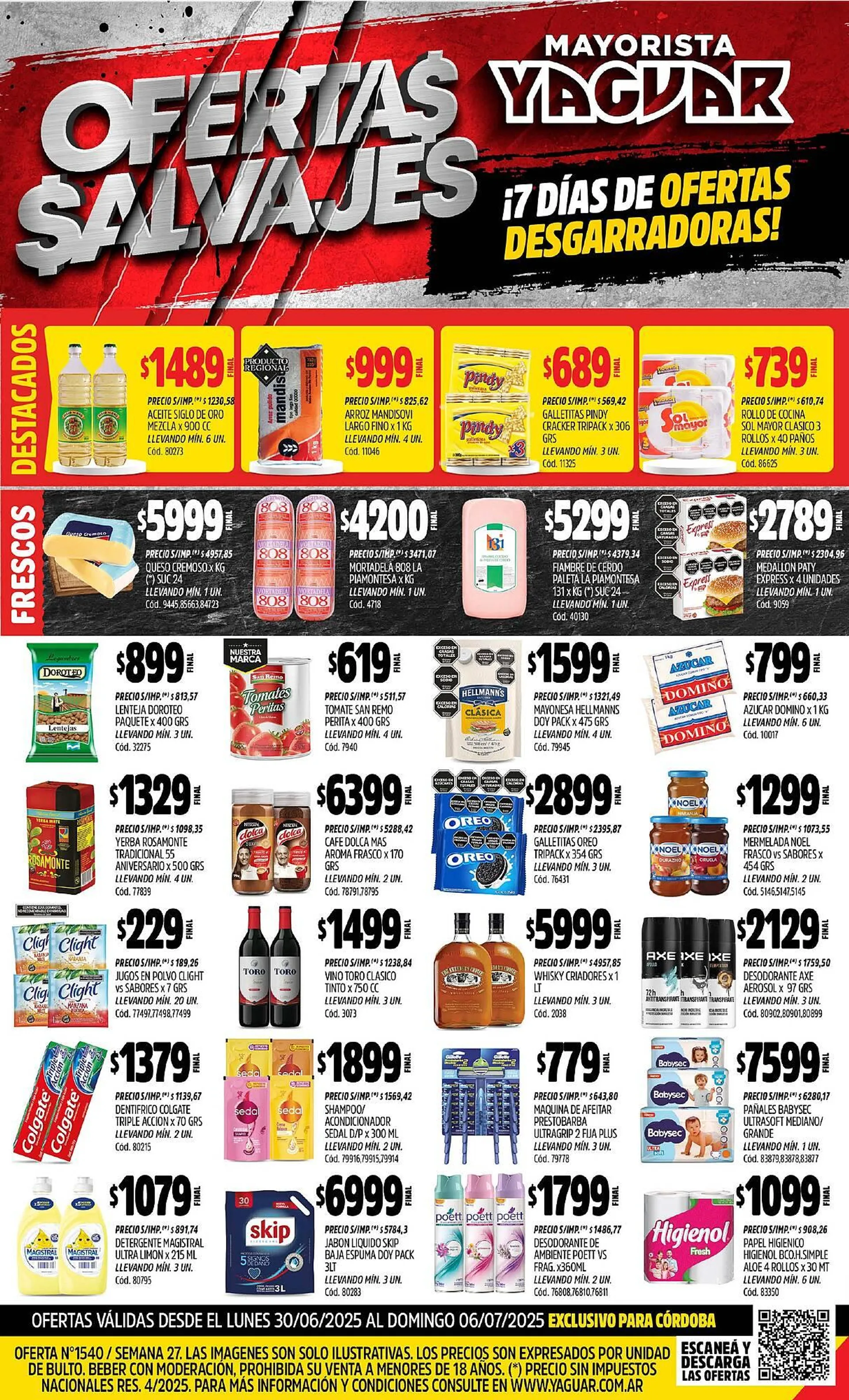Ofertas de Catálogo Supermercados Yaguar 30 de junio al 6 de julio 2025 - Página 1 del catálogo
