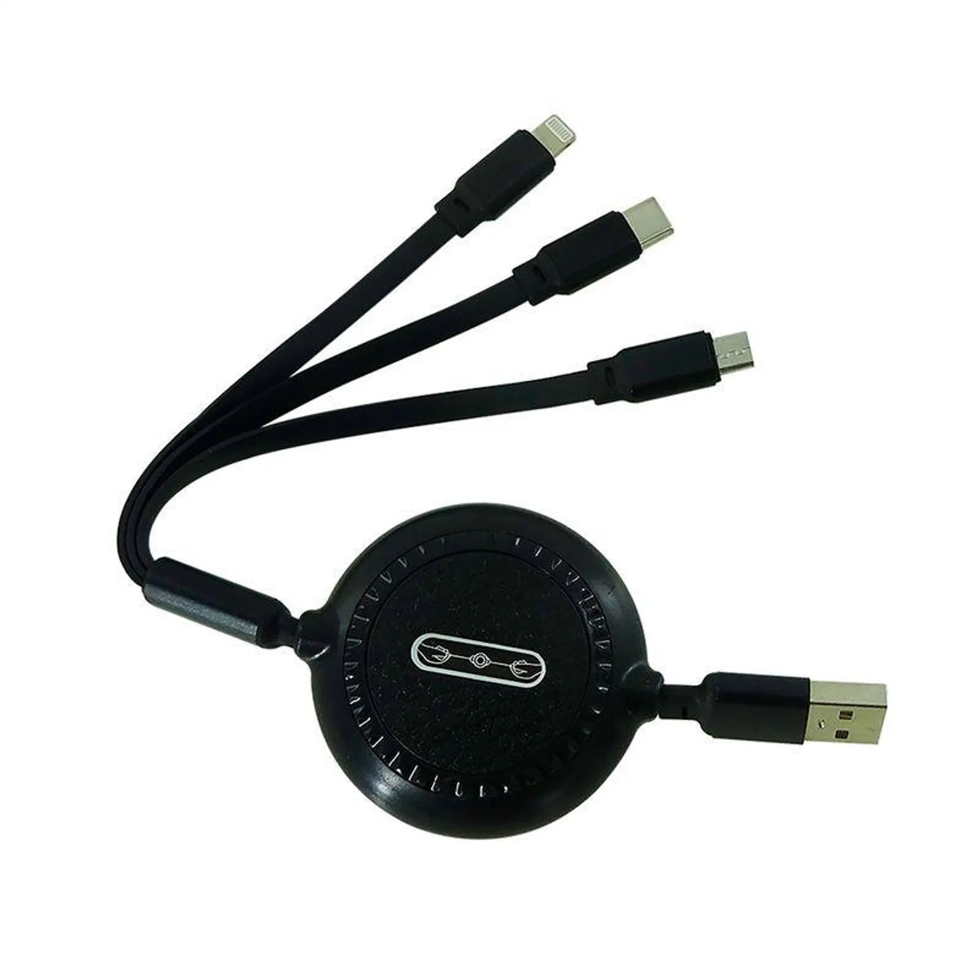 Cable Usb Retráctil Simplicity Negro 3 en 2