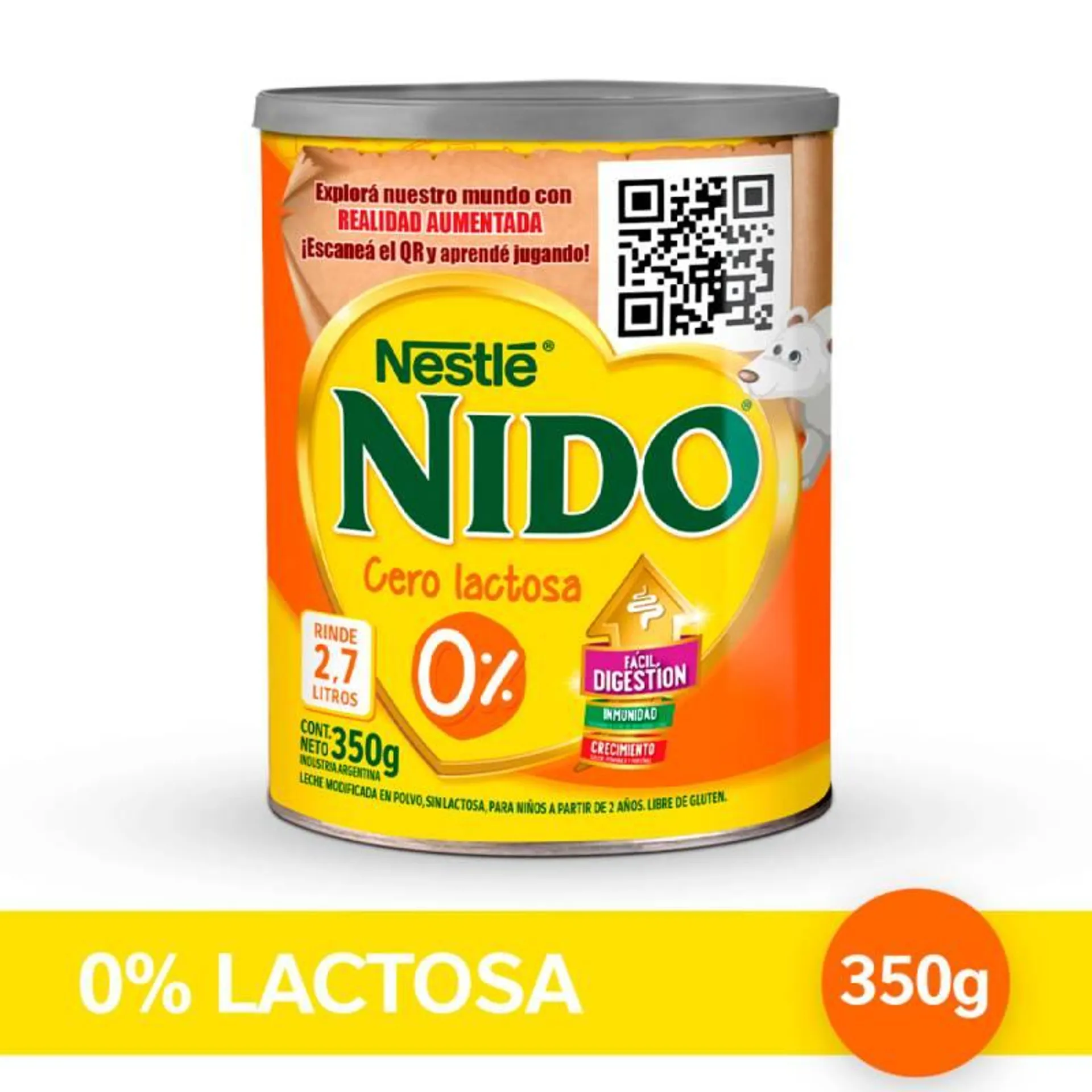 Leche en Polvo 0% Lactosa Nido x 350 g.