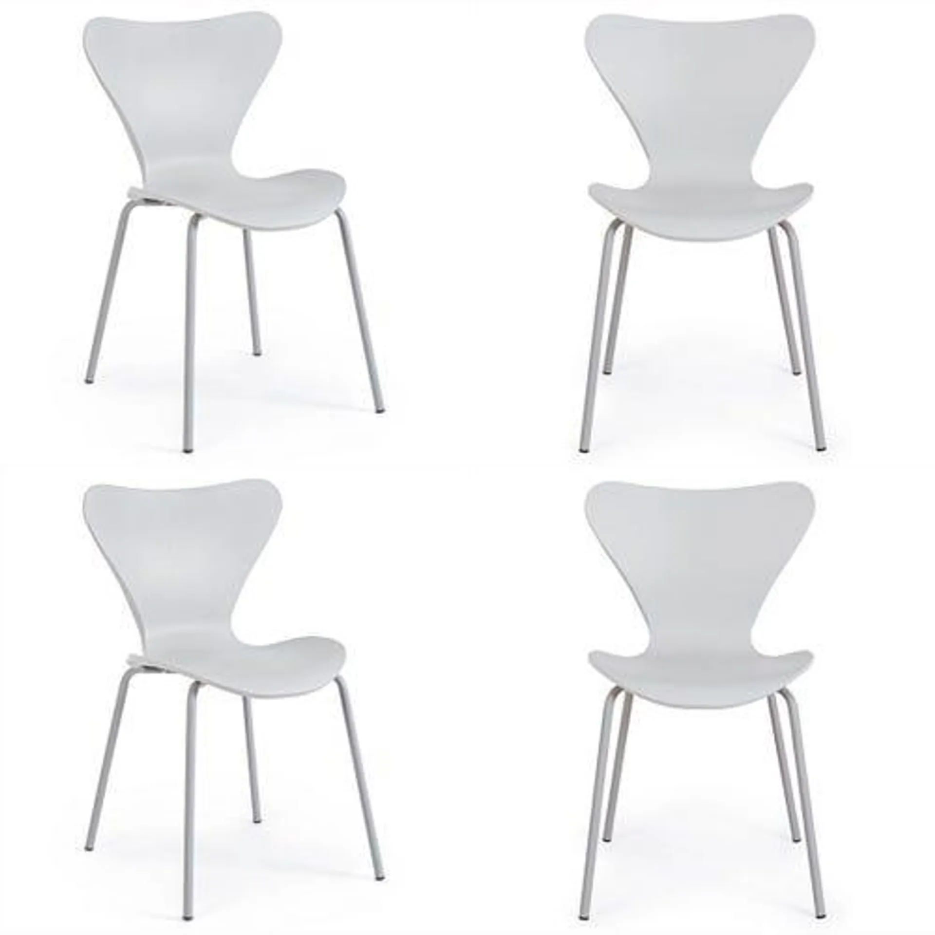 Silla Jacob de comedor blanco patas metal Makom x 4