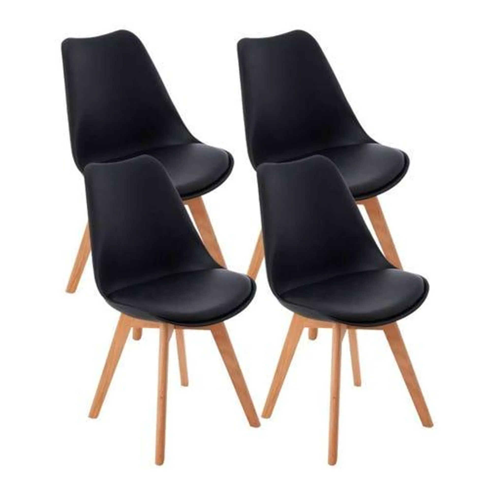 Silla Eames new tower acolchonada negra x 4 unidades