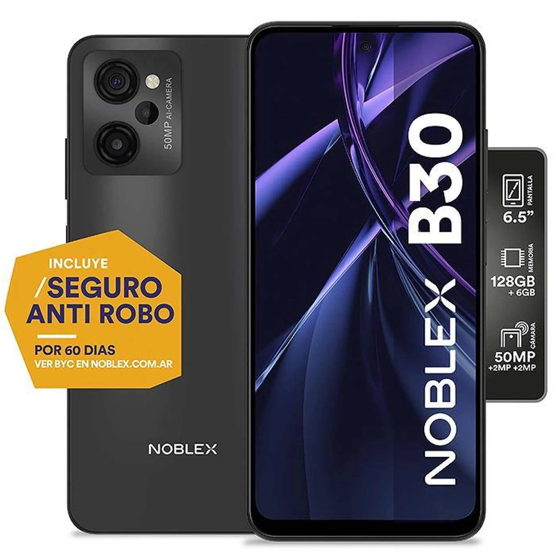 Celular Noblex NB30 6.5" 128GB Negro