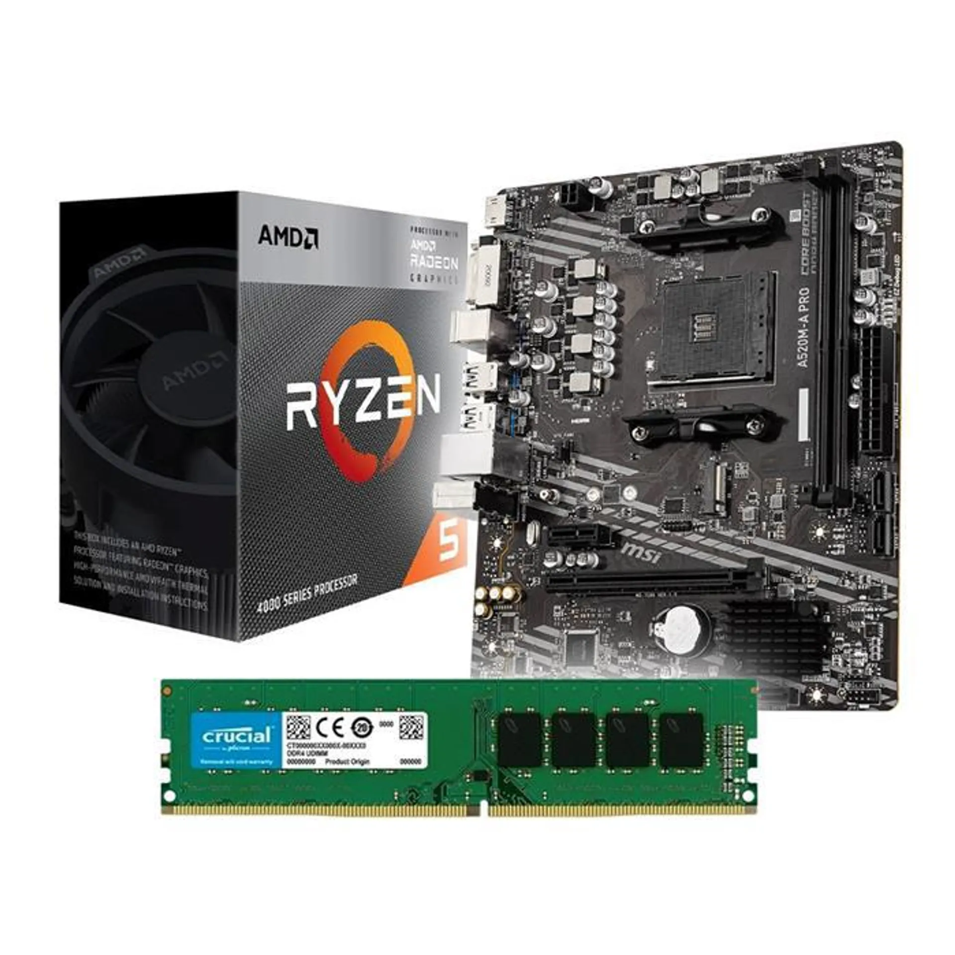 KIT ACTUALIZACION AMD RYZEN 5 4600G + MSI A520M-A PRO + 8GB DDR4 2666
