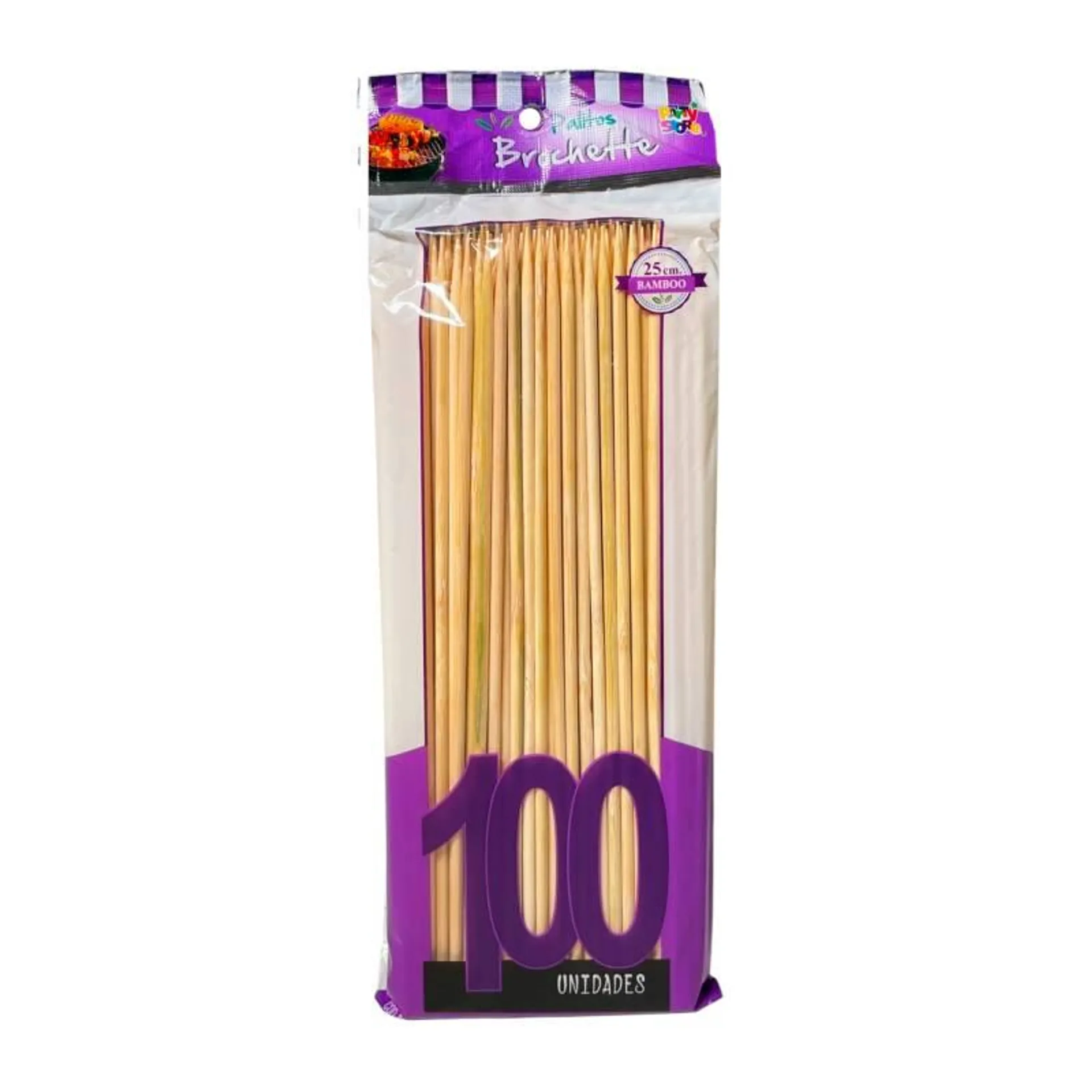 Palito Brochette 25 cm x 4mm Party Store x 100 Un.