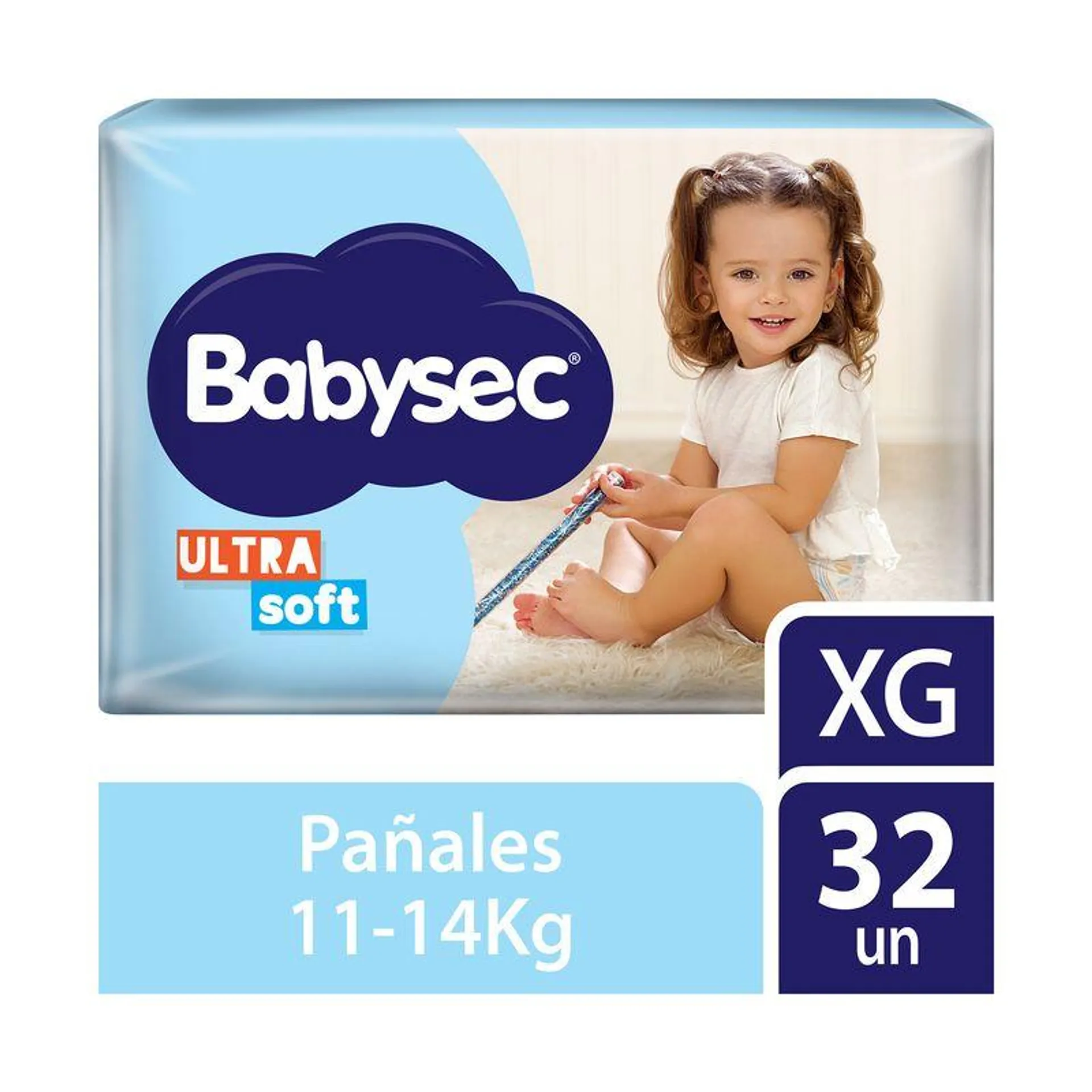 Pañales Babysec talle XG ultrasoft 32 uni