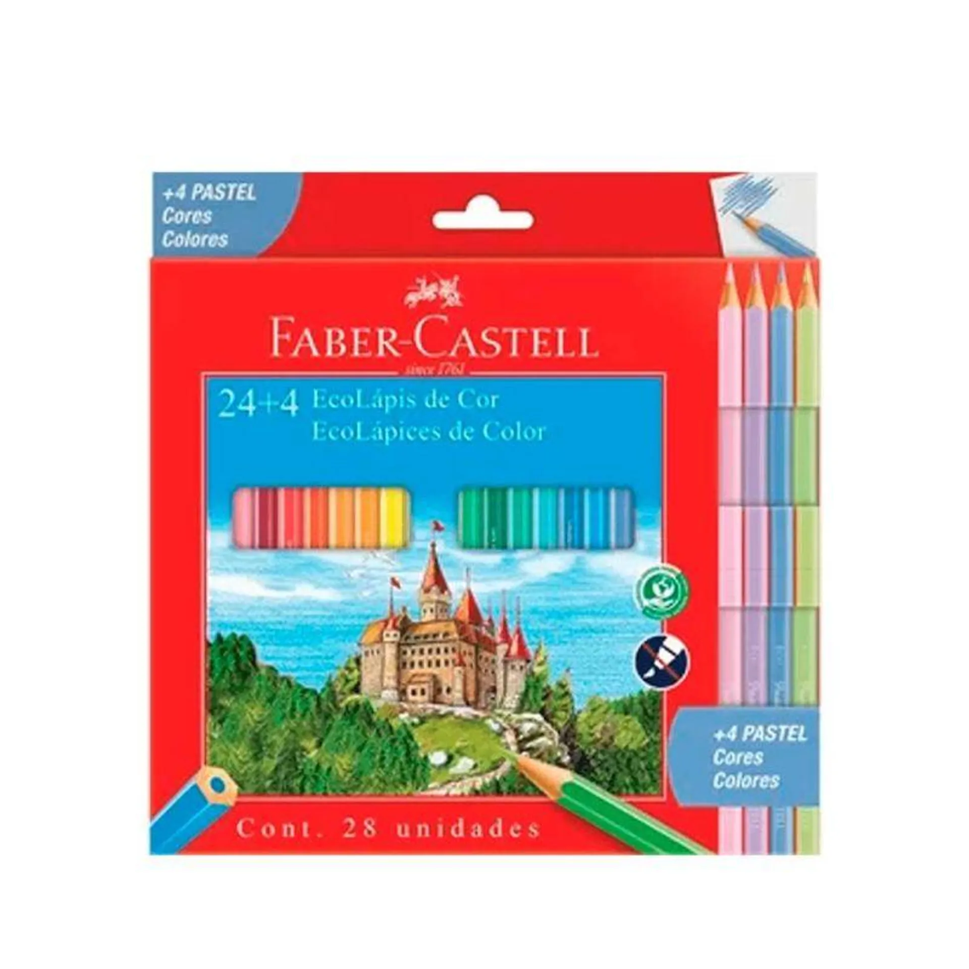 Lapices de Color Faber Castell EcoLápiz x 24 largos + 4 pasteles