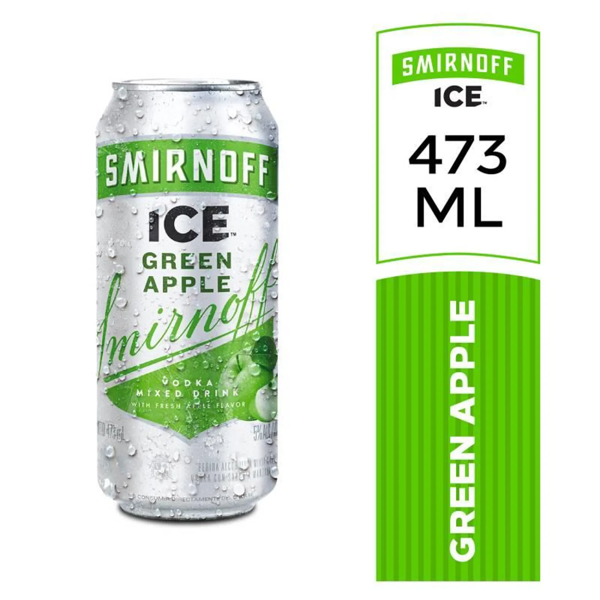 Vodka Ice Green Apple Lata Smirnoff x 473 cc.