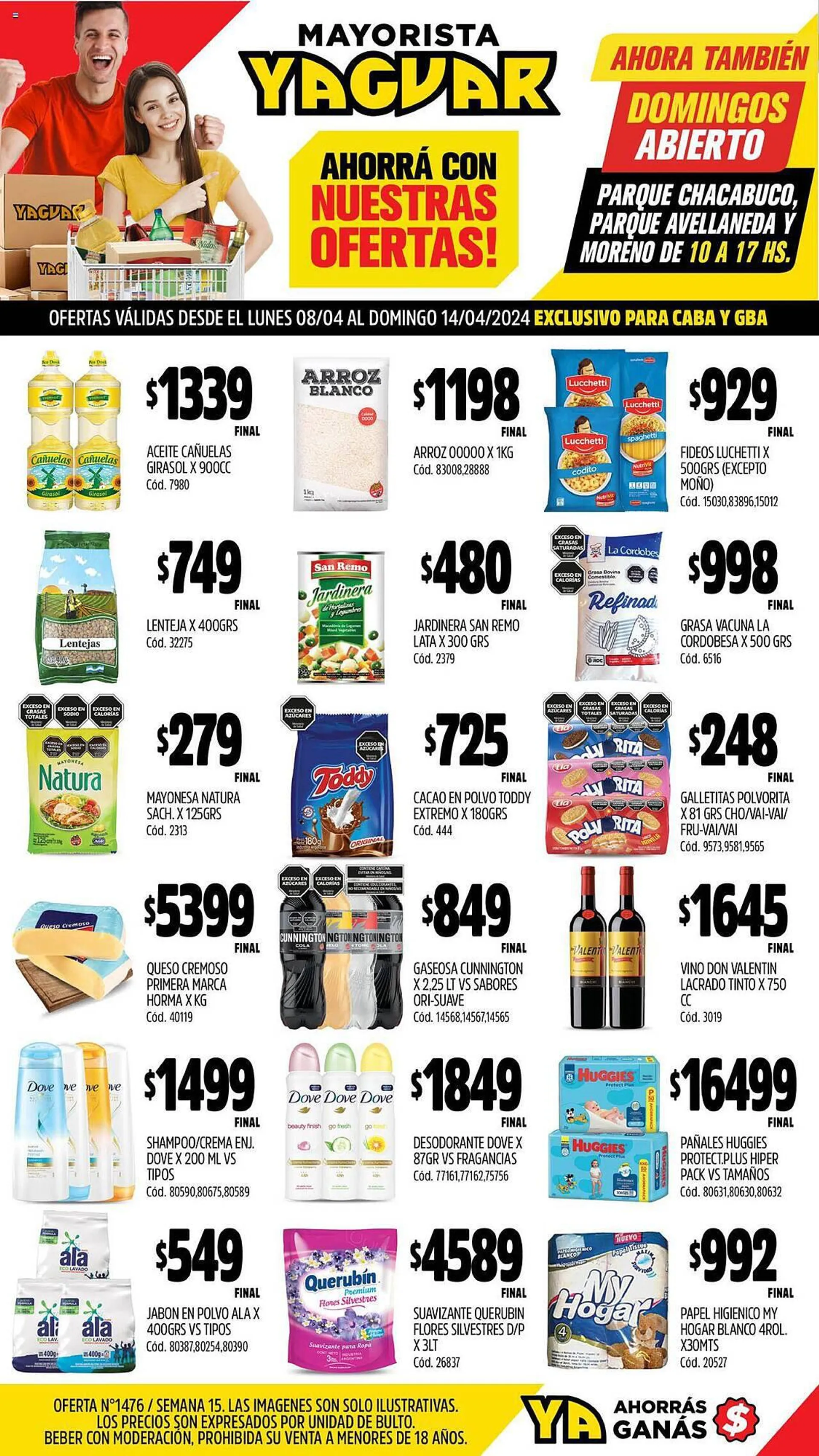 Ofertas de Catálogo Supermercados Yaguar 8 de abril al 14 de abril 2024 - Página 1 del catálogo
