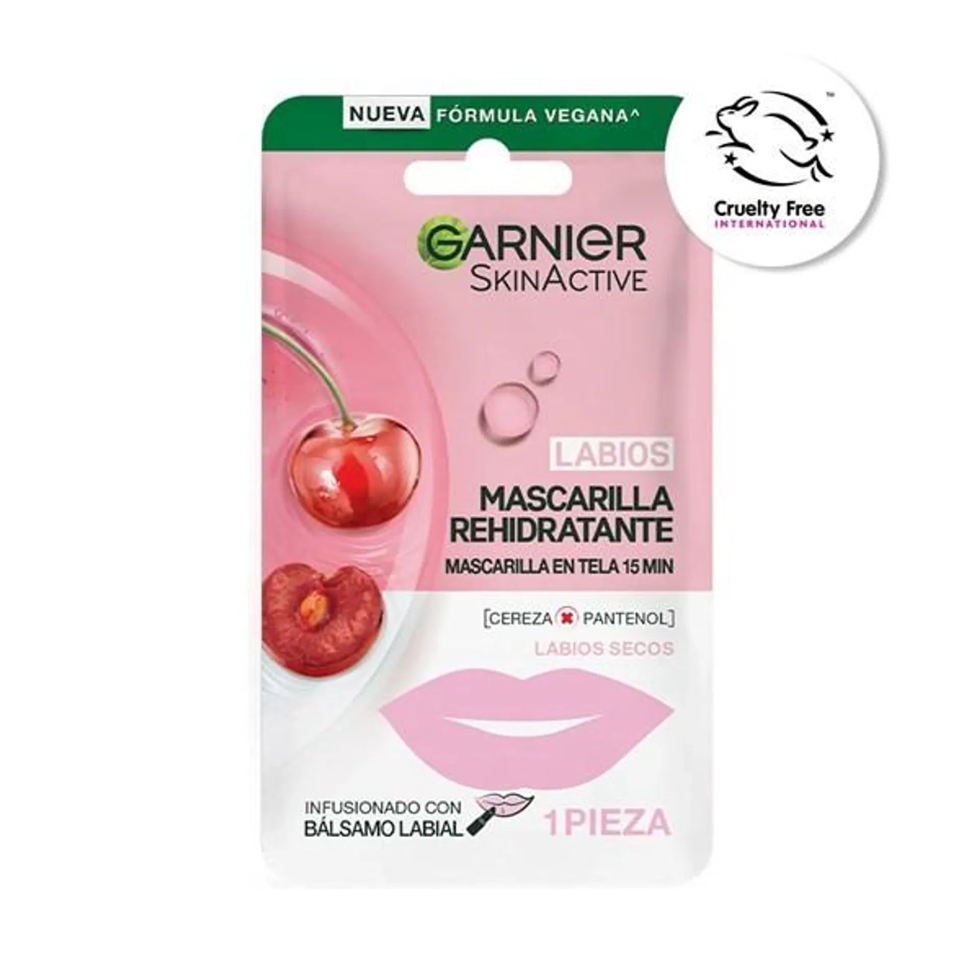 Garnier Mascarilla en Tela Para Labios Hidratante de Cereza