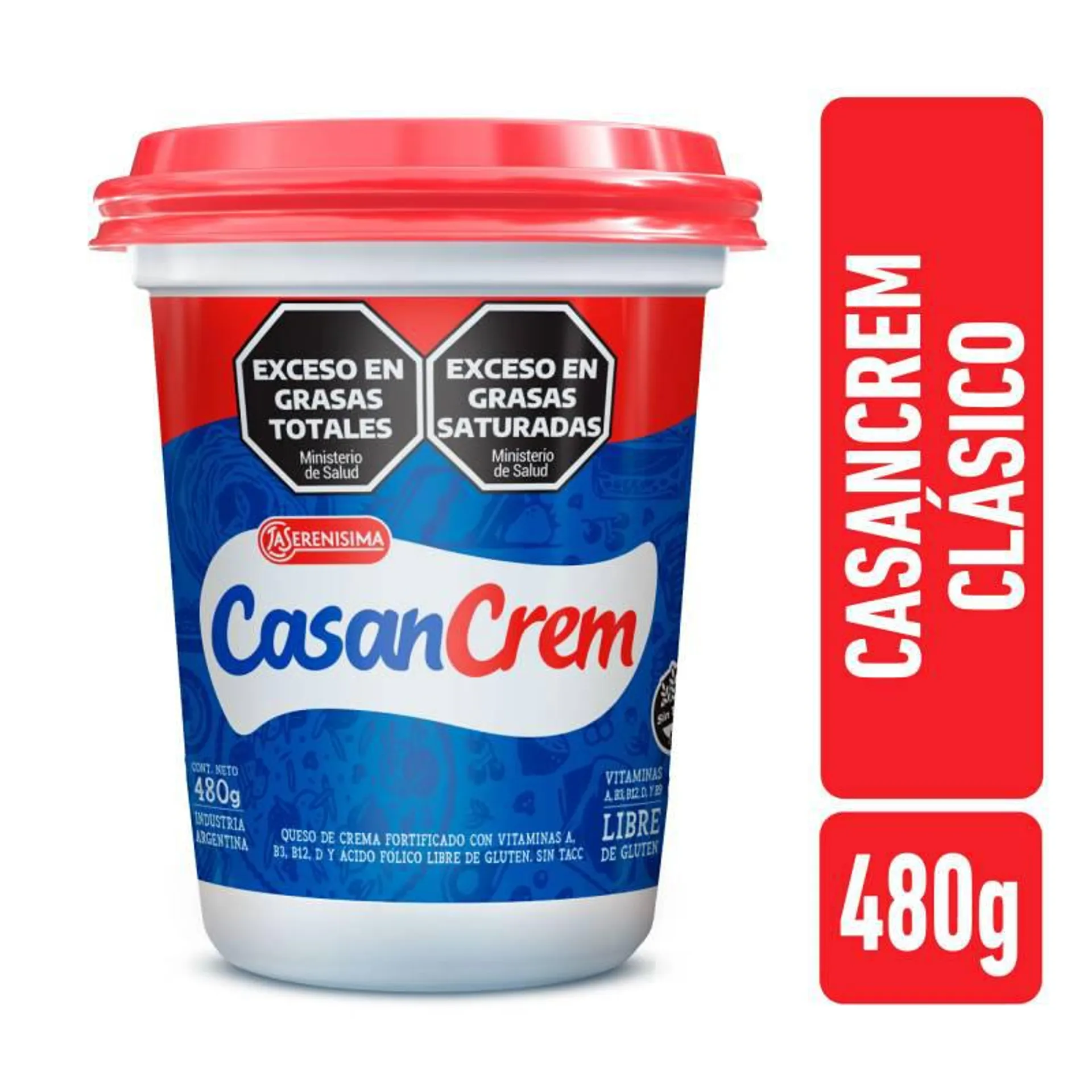 Queso Crema Clásico con Vitamina B3 Casancrem x 480 g.