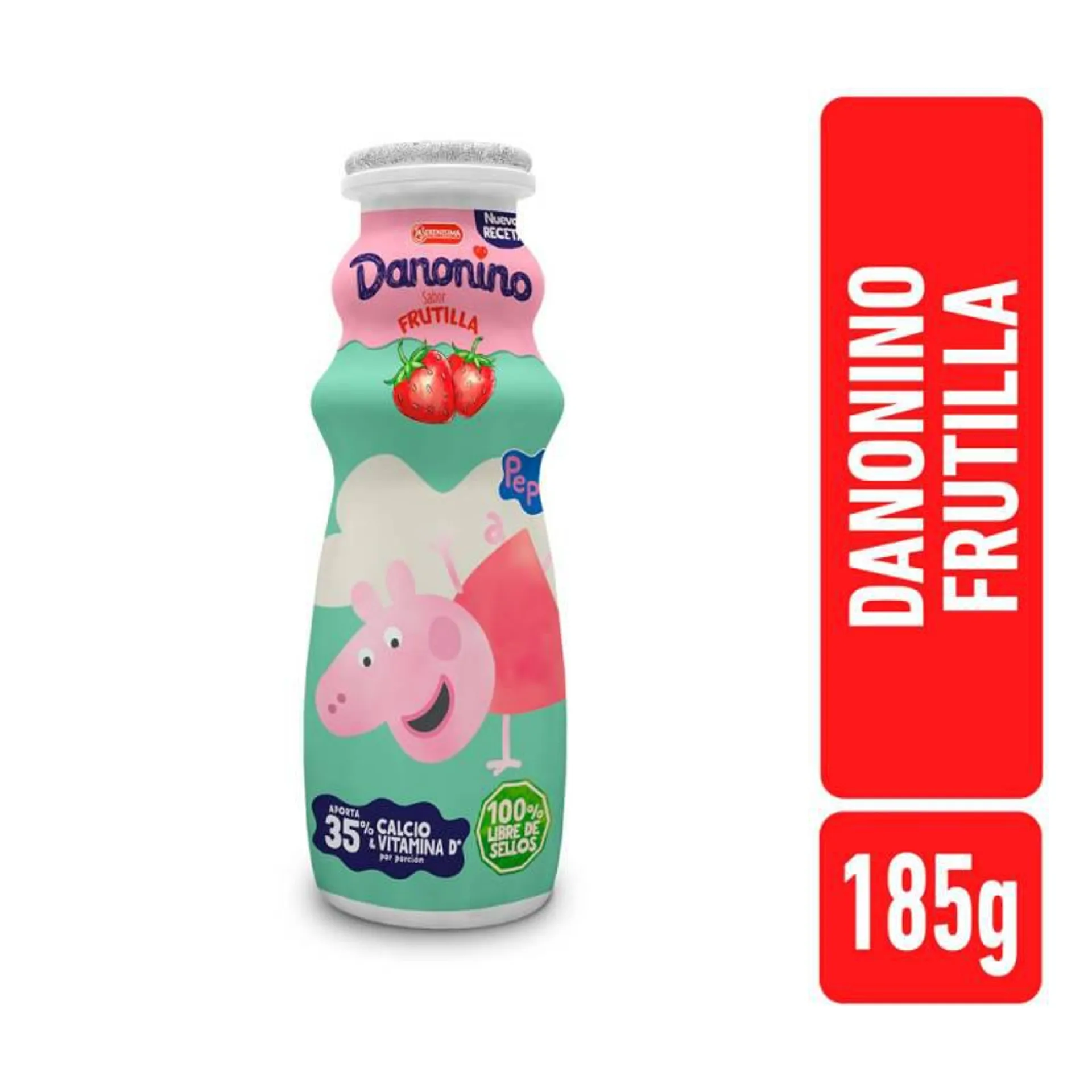 Yogur Entero Bebible Frutilla Botellita Danonino x 185 g.