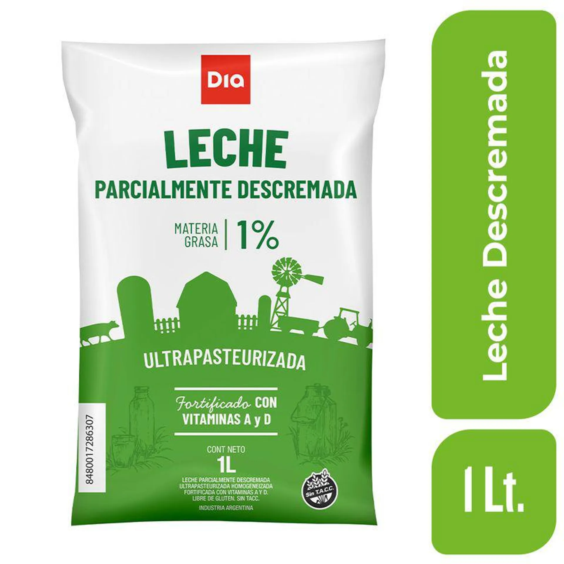 Leche Parcialmente Descremada DIA Sachet 1 Lt.