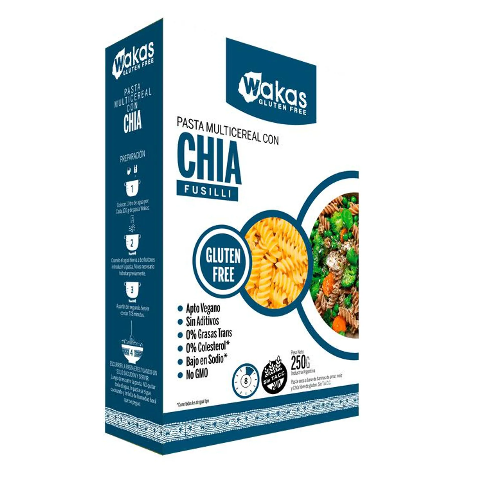 Pasta Multicereal Wakas Con Chia 250Gr