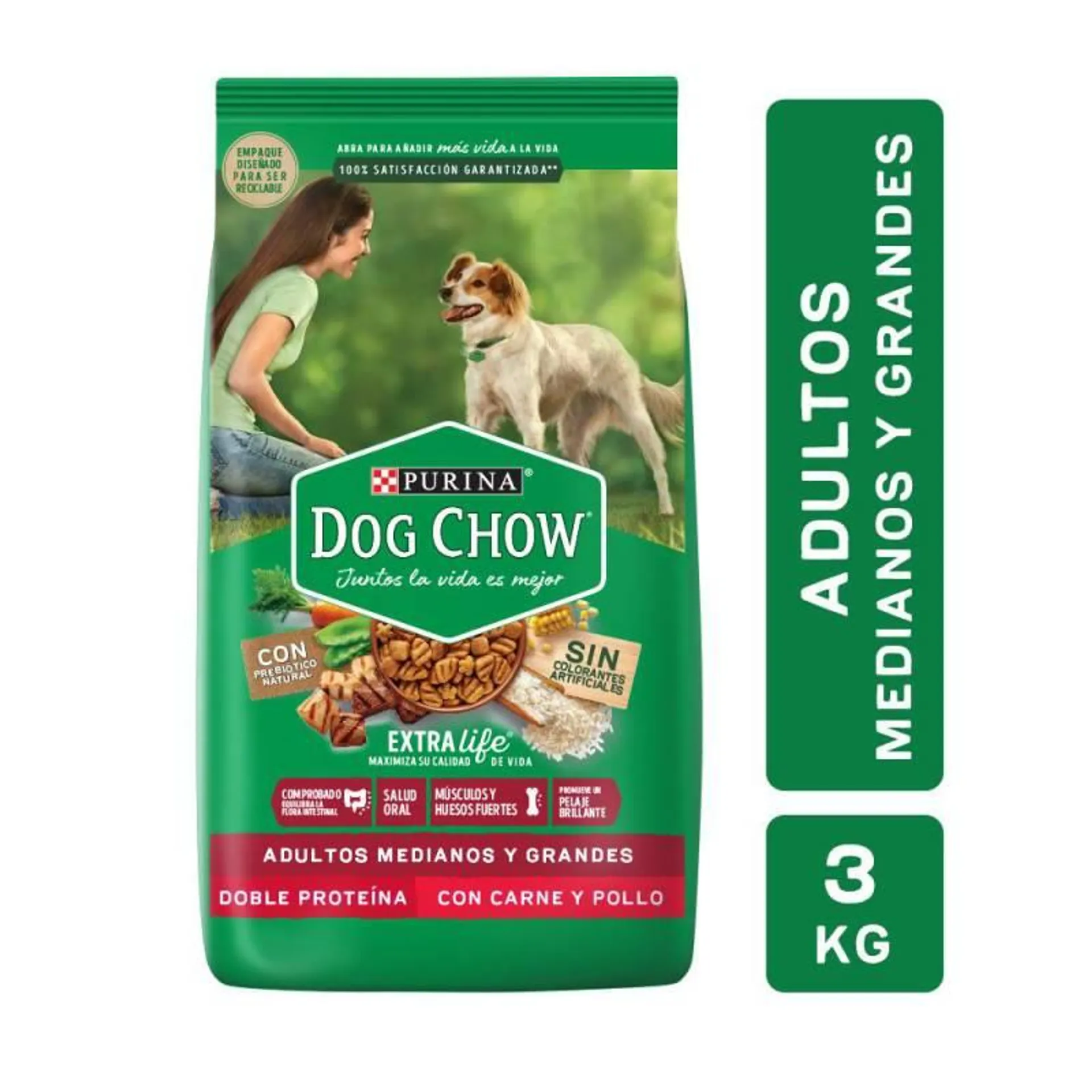 Alimento para perro Adulto Mediano & Grande Carne y Pollo Dog Chow x 3 kg.