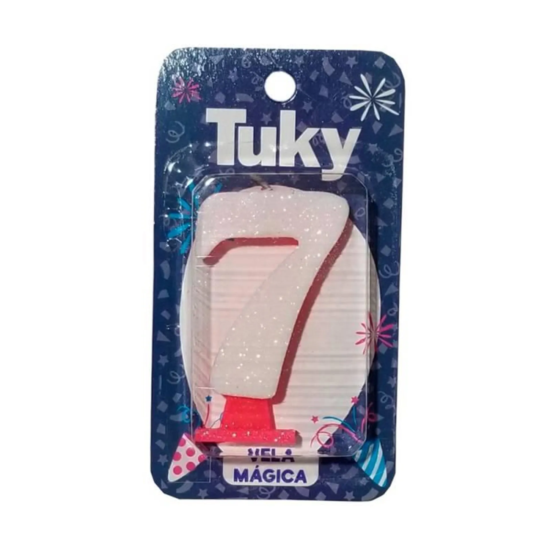 Vela N°7 Rosa/Celeste Tuky x 1 Un.