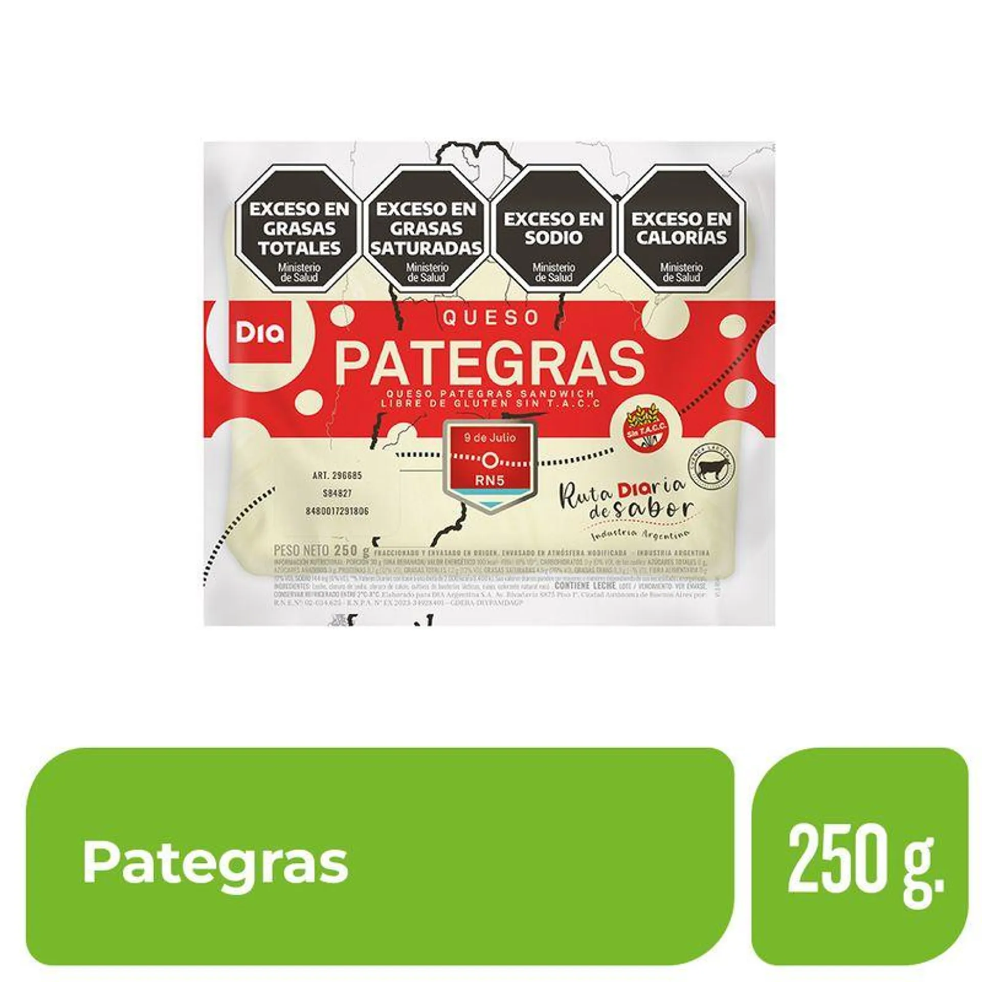 Queso Pategras Trozado Dia 250 Gr.