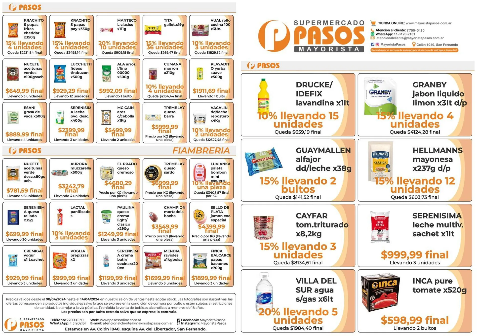 Ofertas de Catálogo Pasos Supermercado 8 de abril al 14 de abril 2024 - Página 1 del catálogo