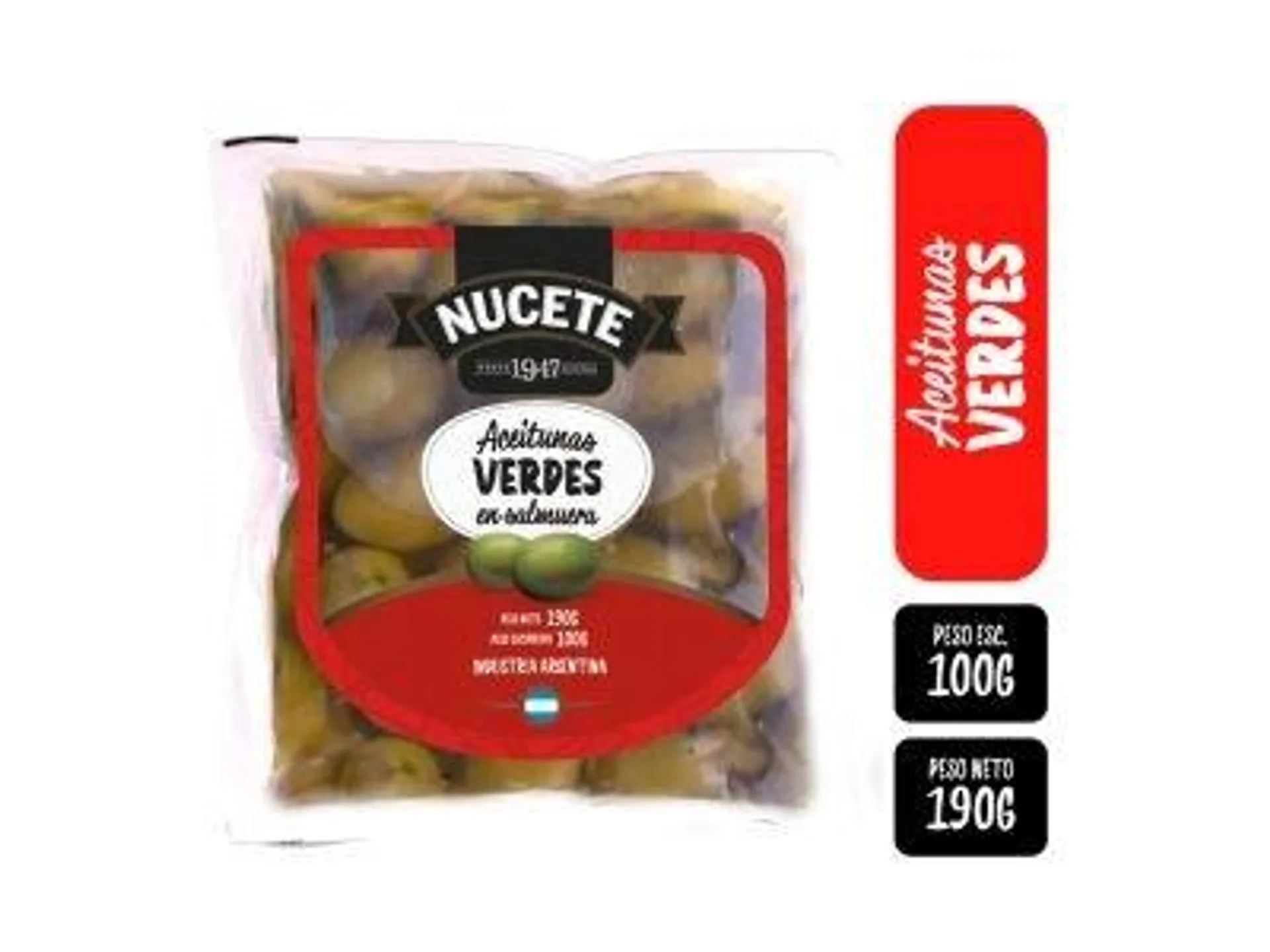 ACEITUNAS NUCETE VERDE N° 4 SACHET 100 GR