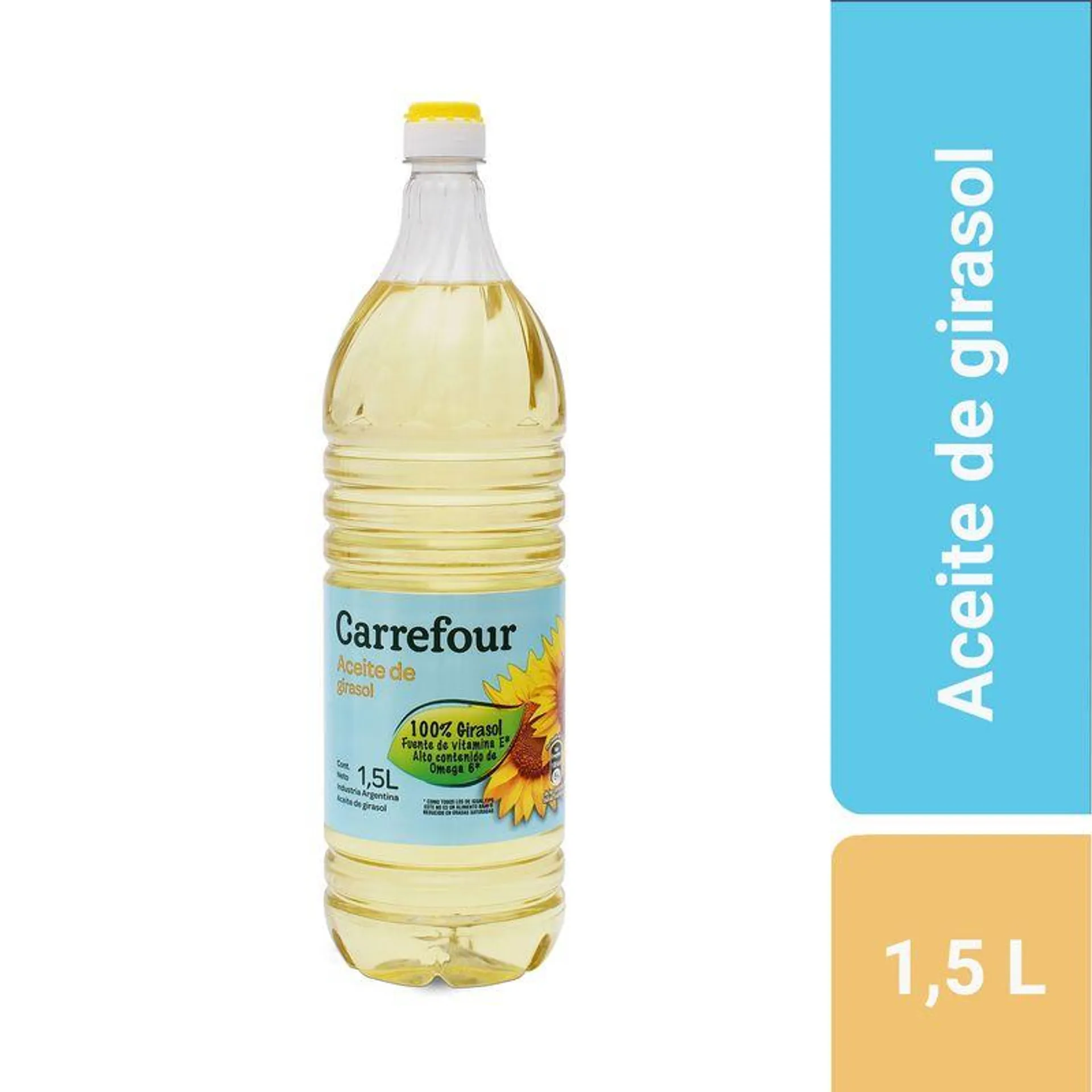 Aceite de girasol alto omega Carrefour pet 1.5 l.