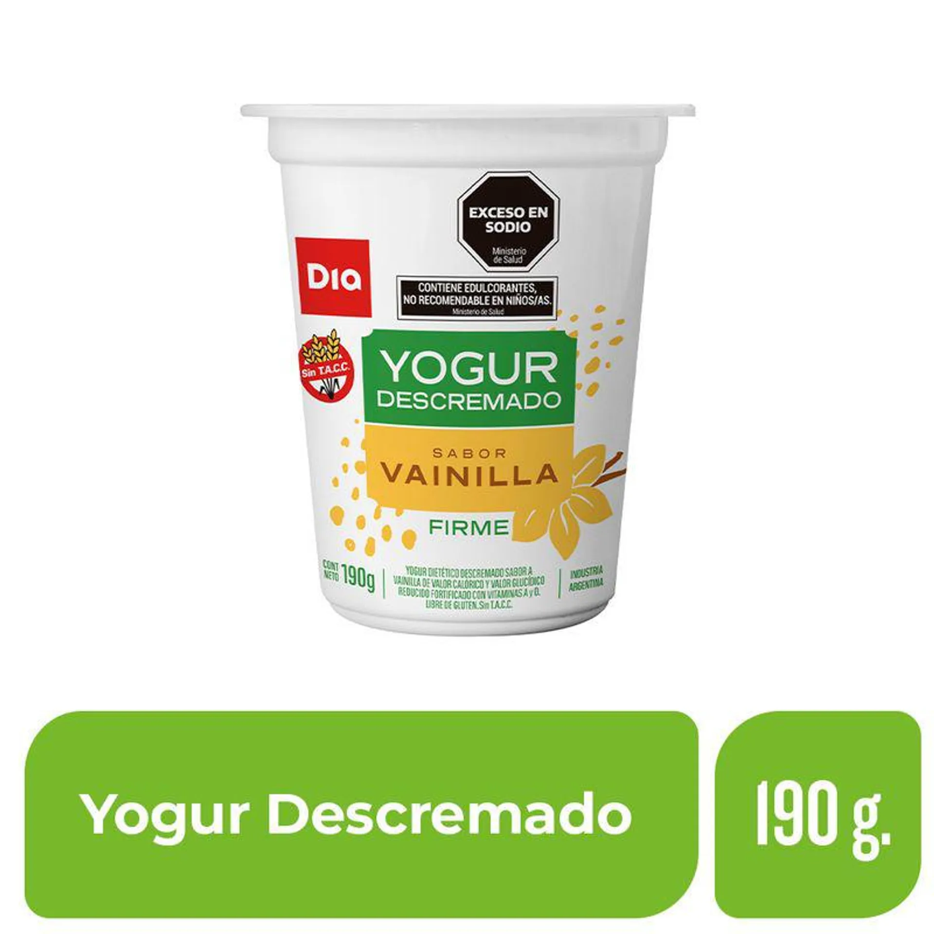 Yogur Firme Descremado Vainilla Dia 190 Gr.