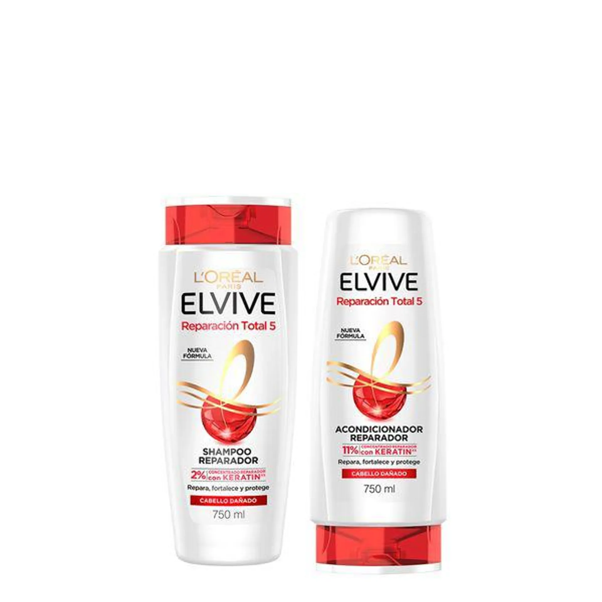 Combo Elvive Reparación Total 5+ Shampoo x 750 ml + Acondicionador x 750 ml