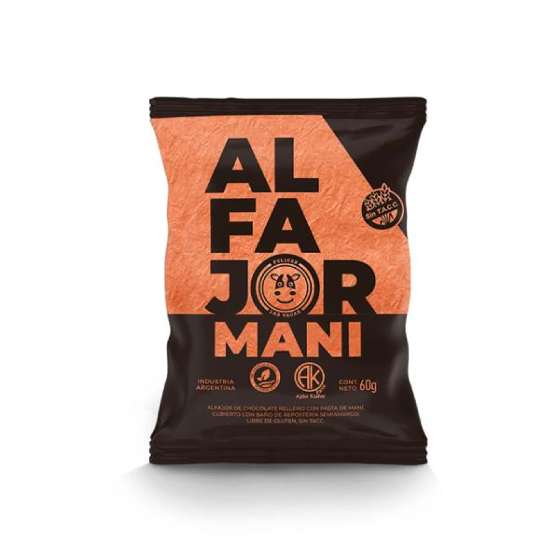 Alfajor de Mani y Chocolate – 60gr – Felices las vacas