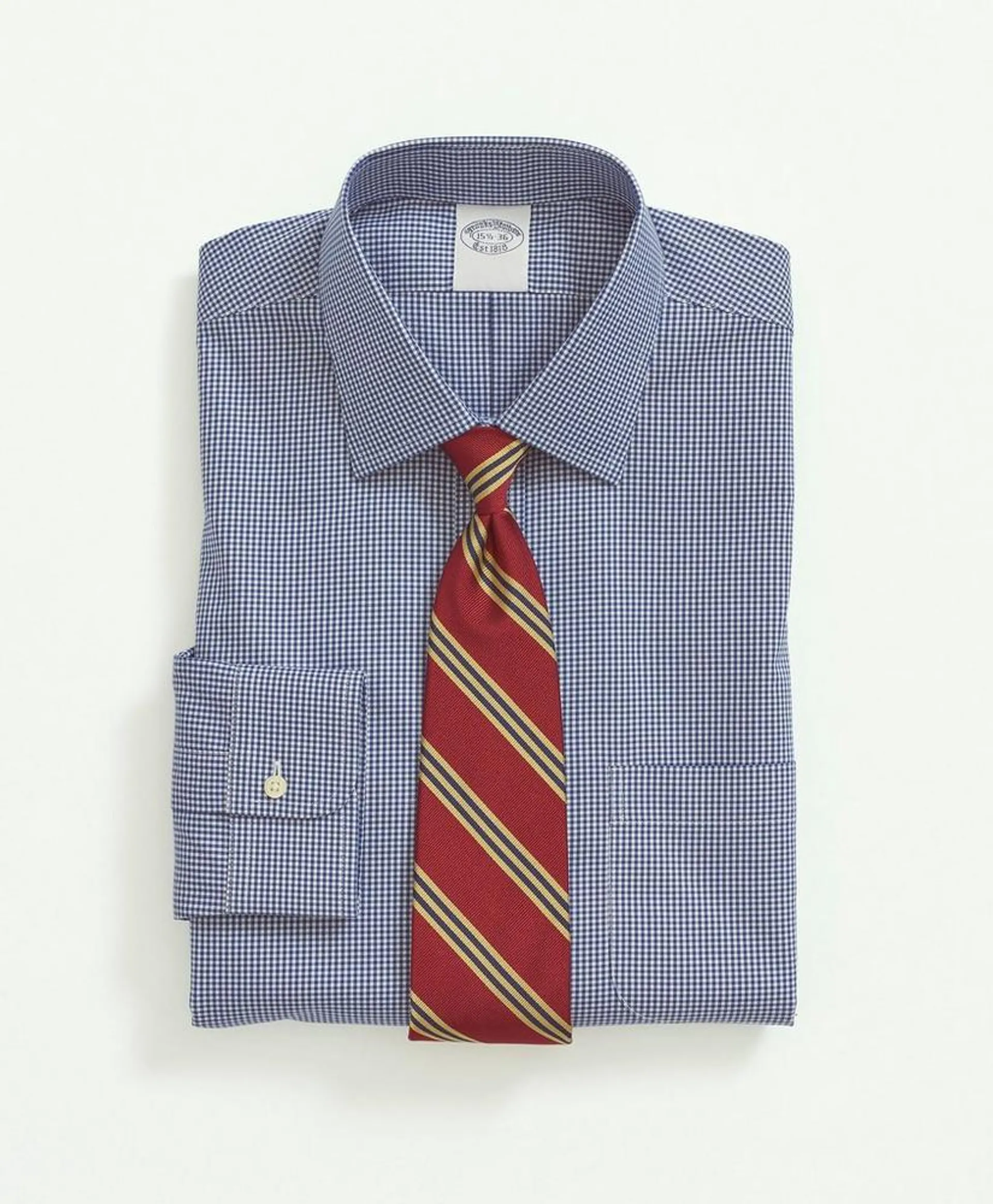 Cotton Non-Iron Pinpoint Oxford Ainsley Collar, Gingham Dress Shirt